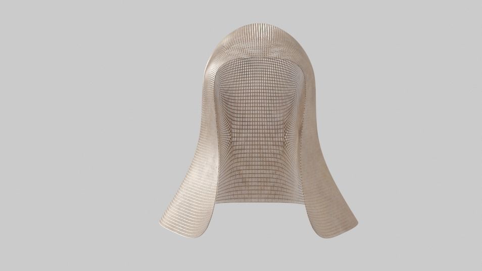 Helmet mesh cloak 3D model_7