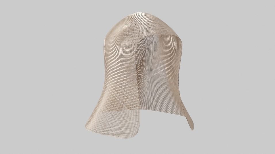 Helmet mesh cloak 3D model_3