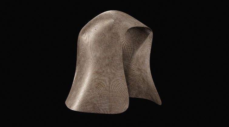 Helmet mesh cloak 3D model_1