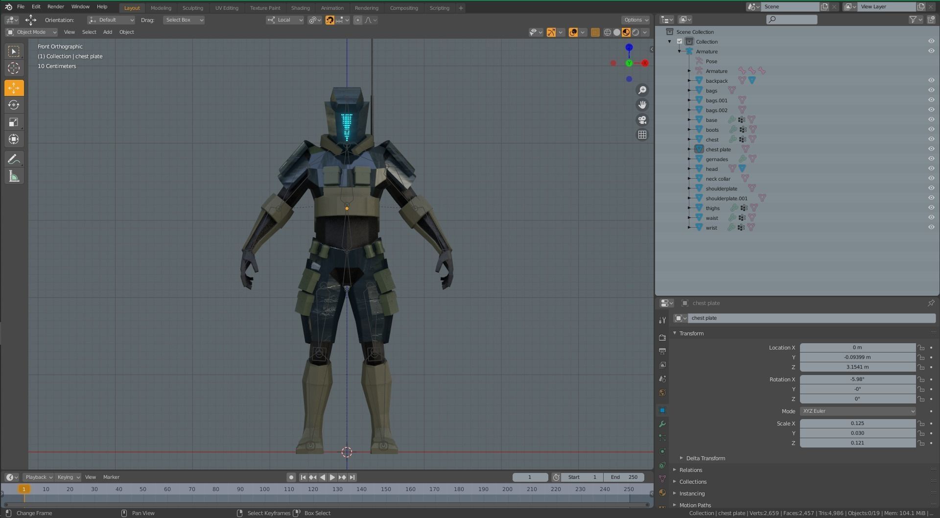 Low poly military robot Free low-poly 3D model_6