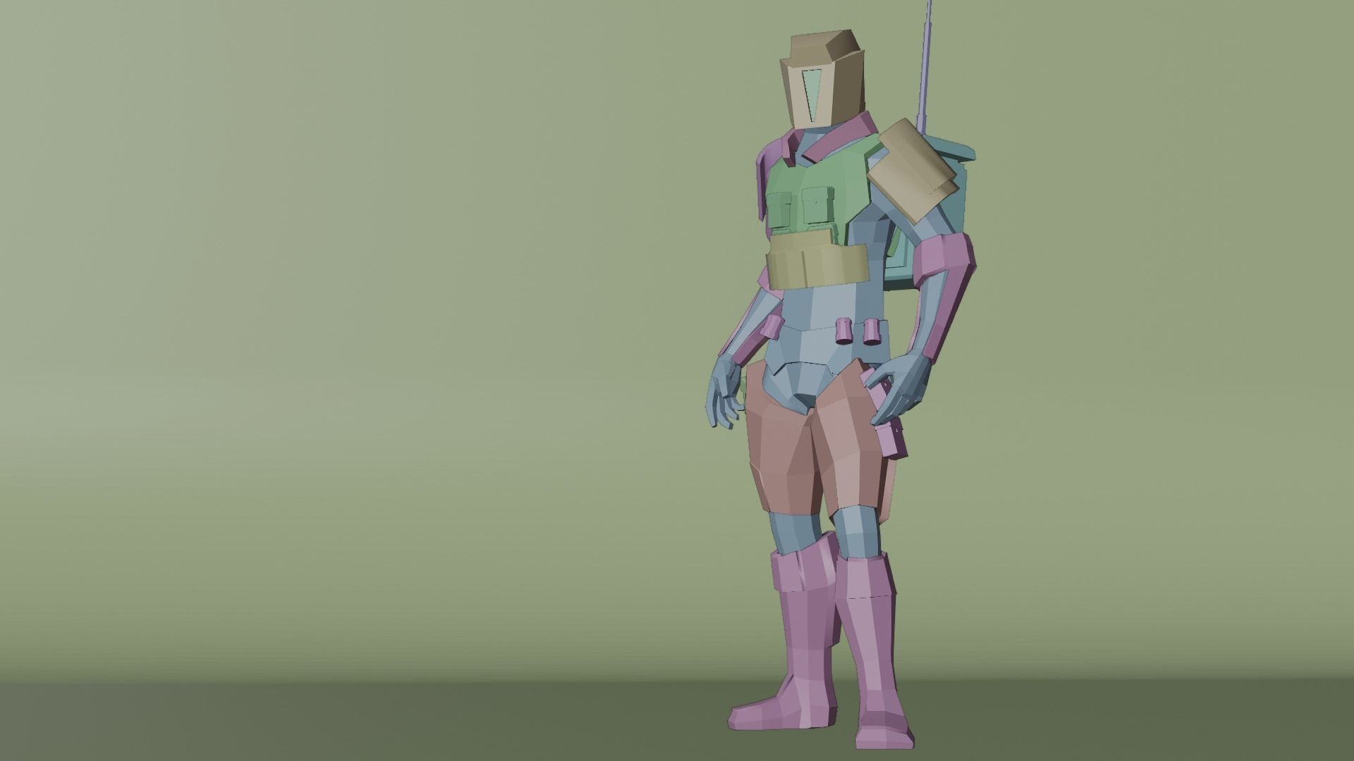 Low poly military robot Free low-poly 3D model_3