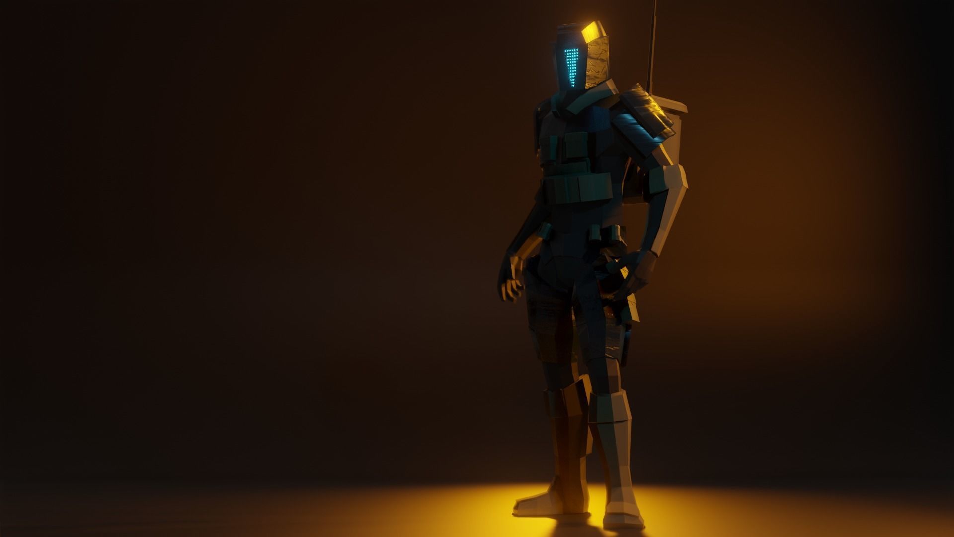 Low poly military robot Free low-poly 3D model_2