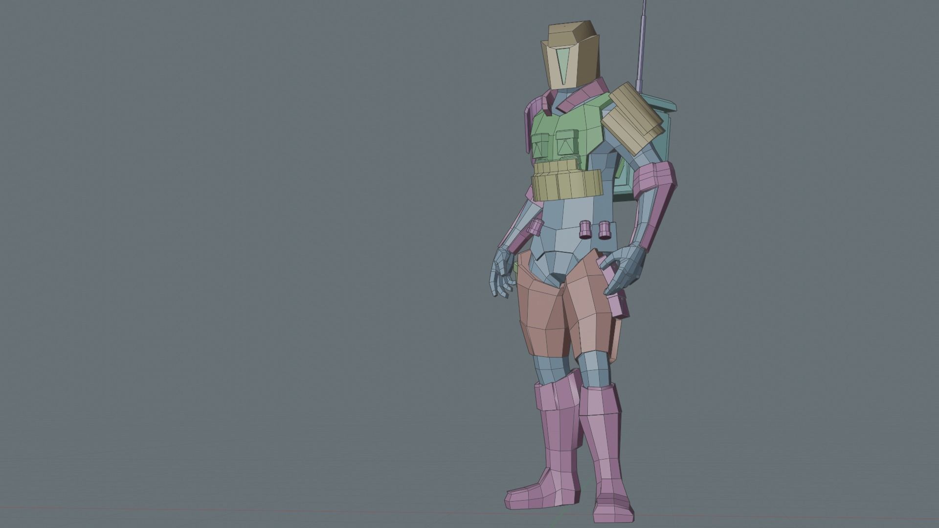 Low poly military robot Free low-poly 3D model_5