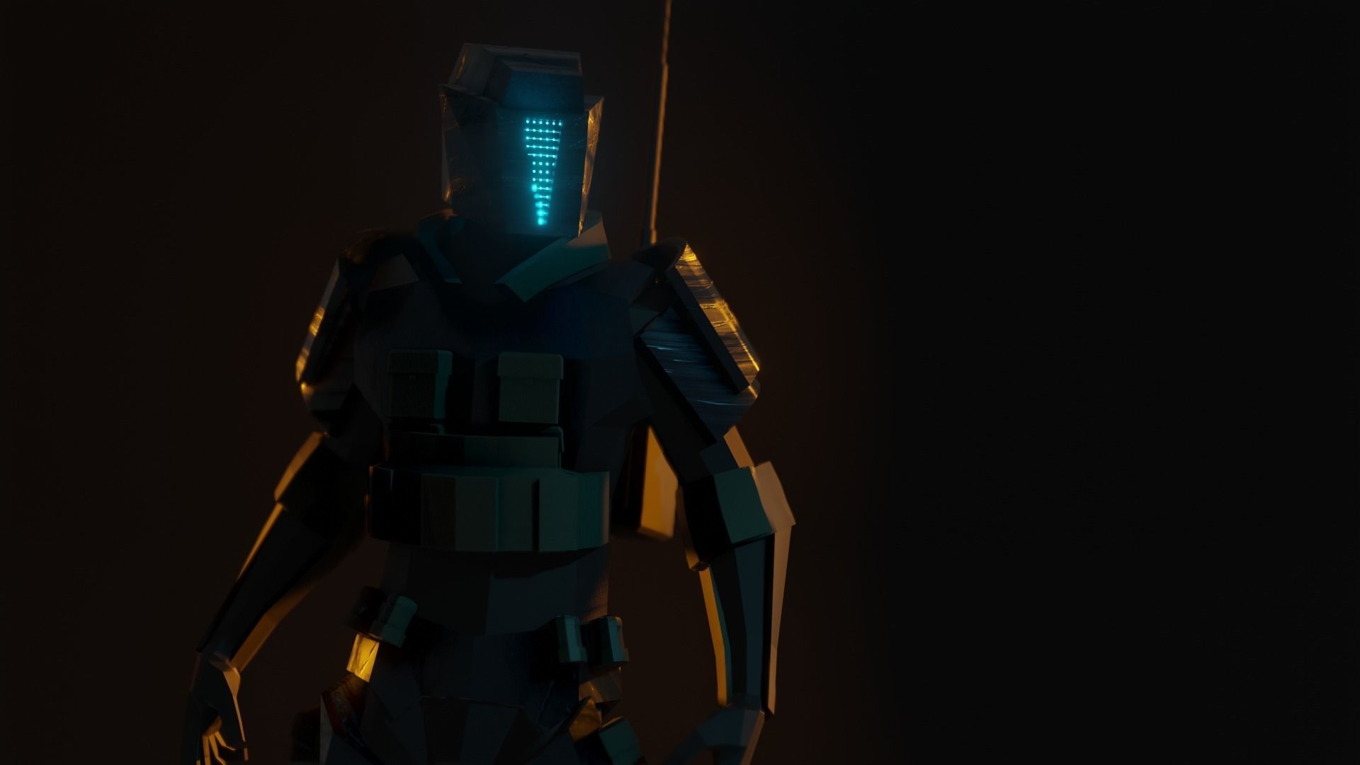 Low poly military robot Free low-poly 3D model_1