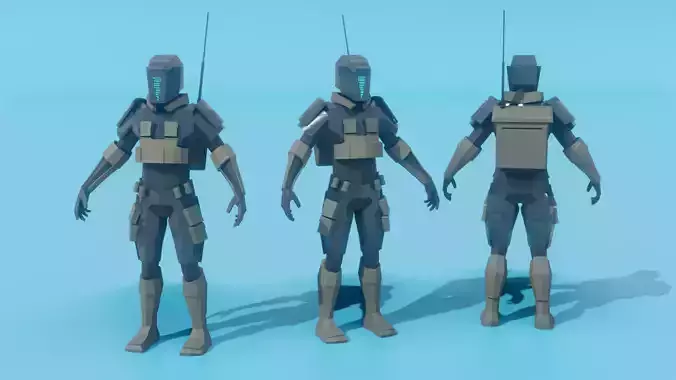 Low poly military robot Free low-poly 3D model