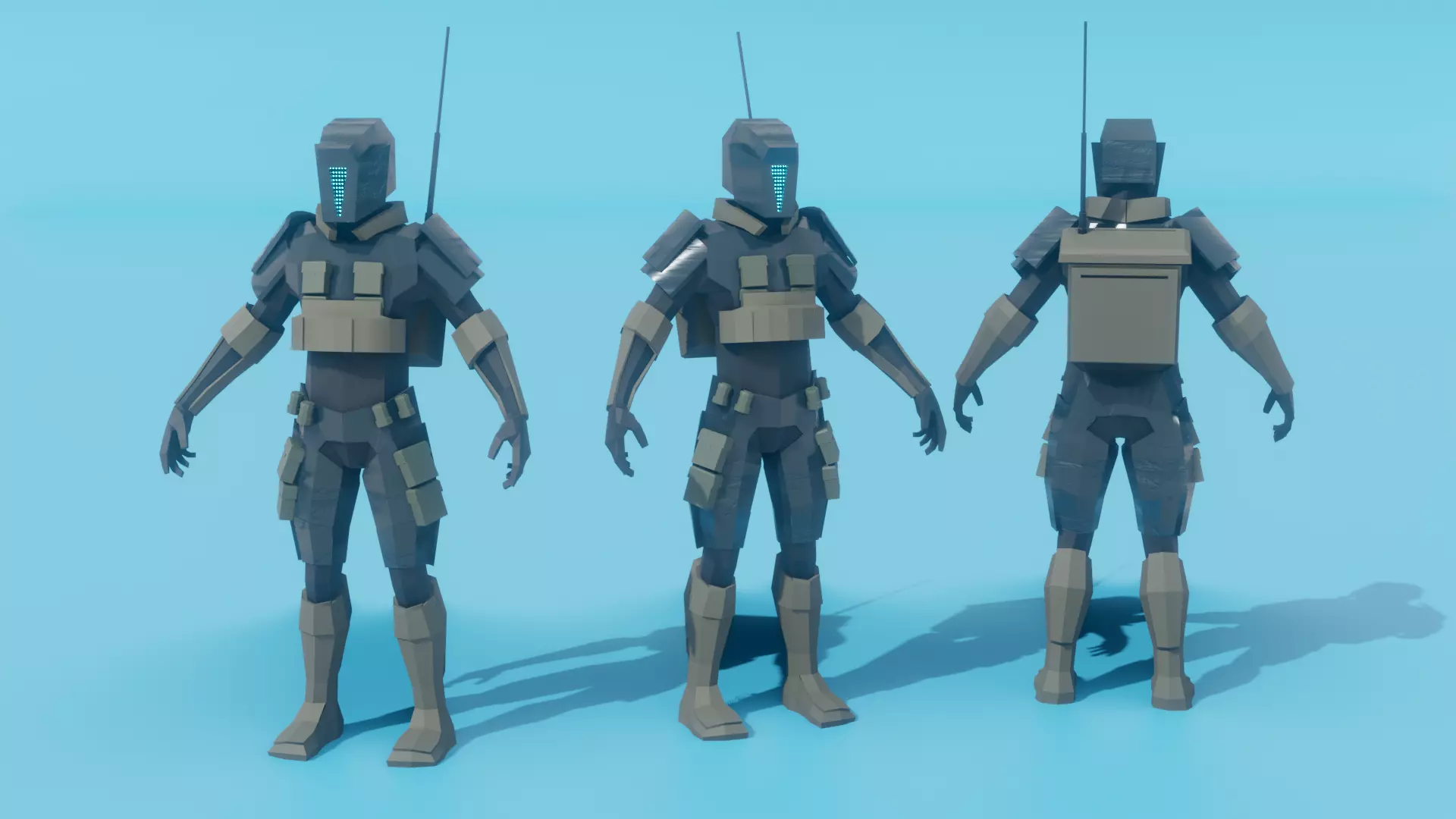 Low poly military robot Free low-poly 3D model_0