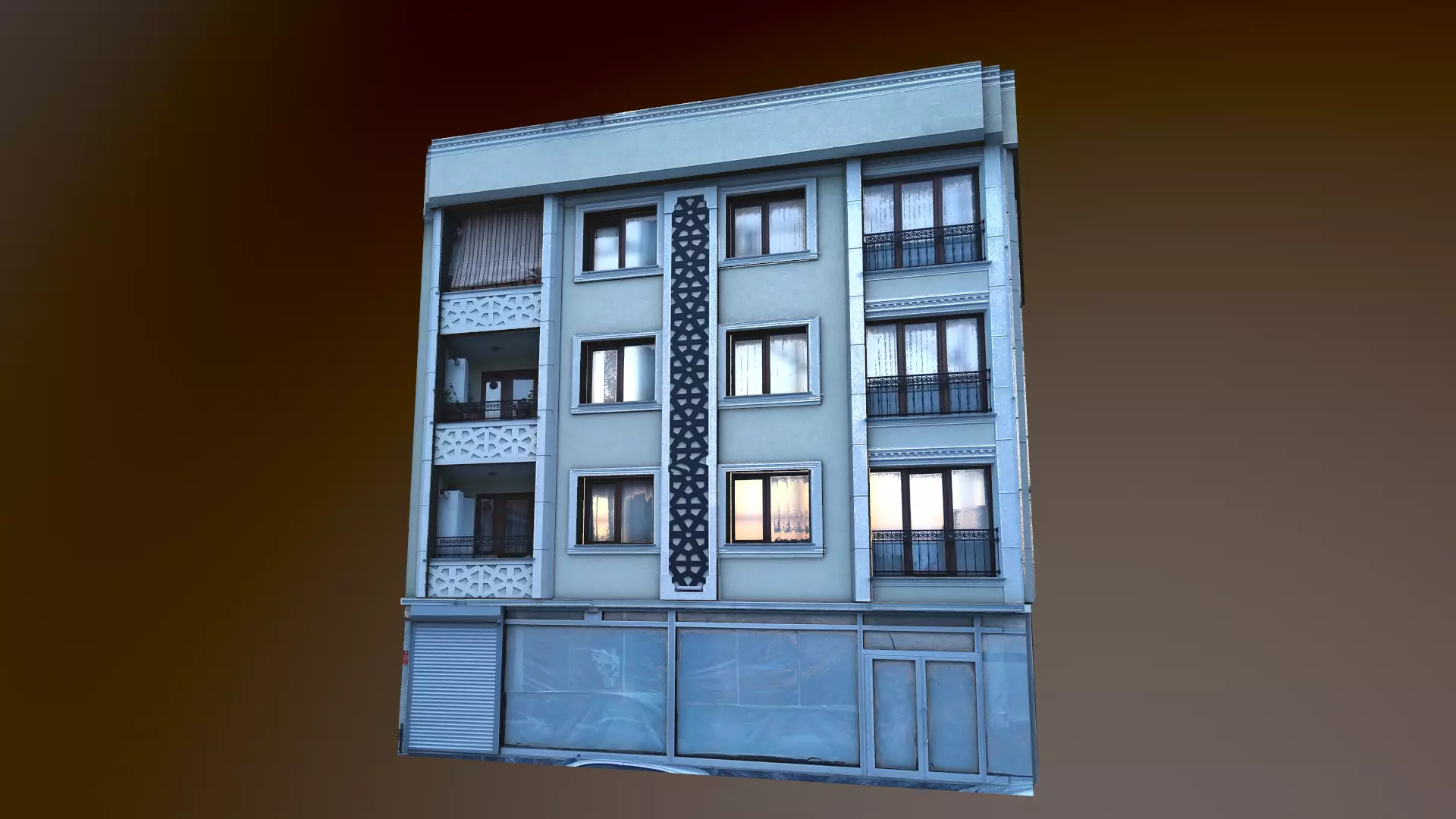 Architectural Building-7 Low-poly 3D model_0