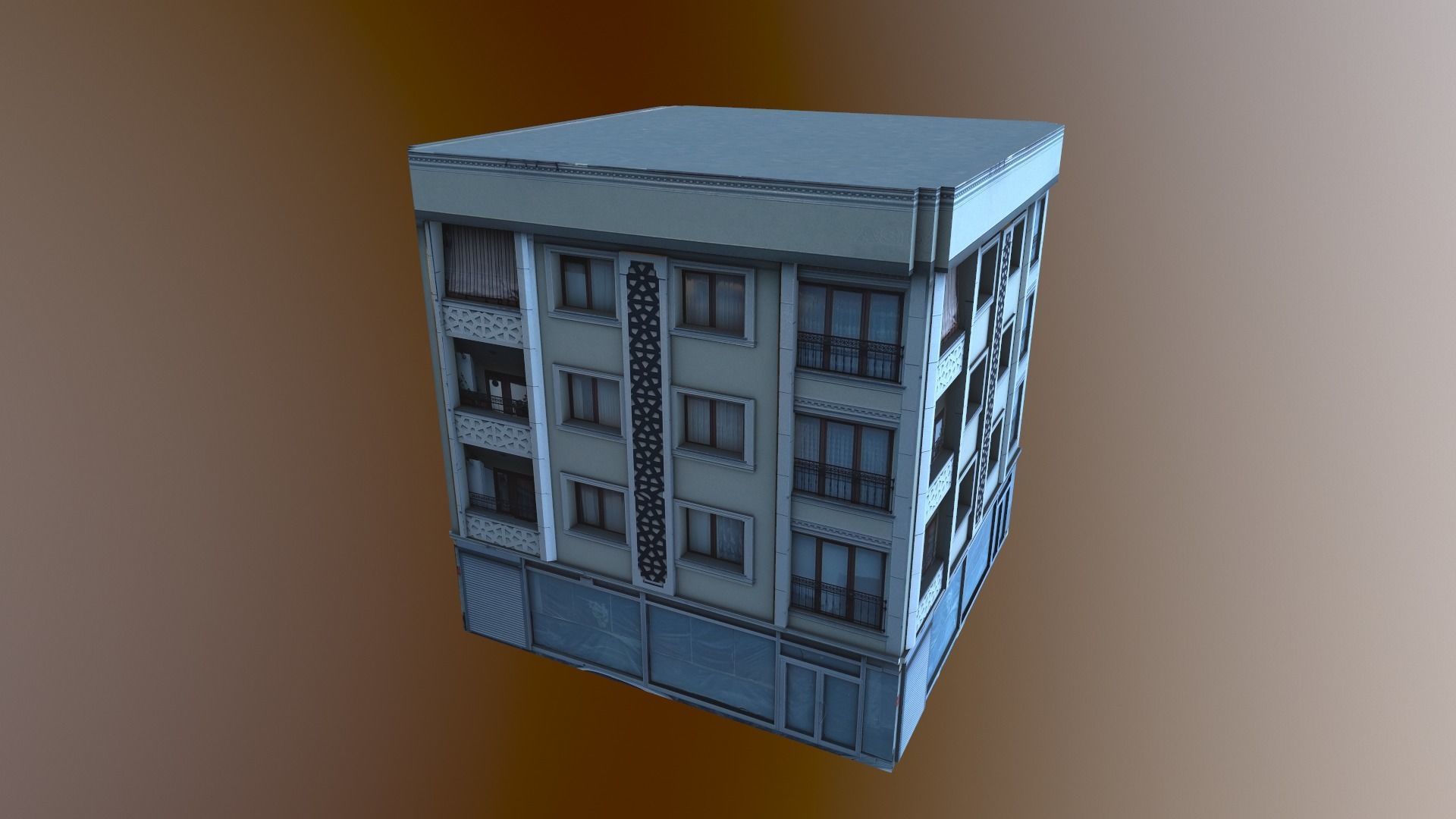 Architectural Building-7 Low-poly 3D model_5