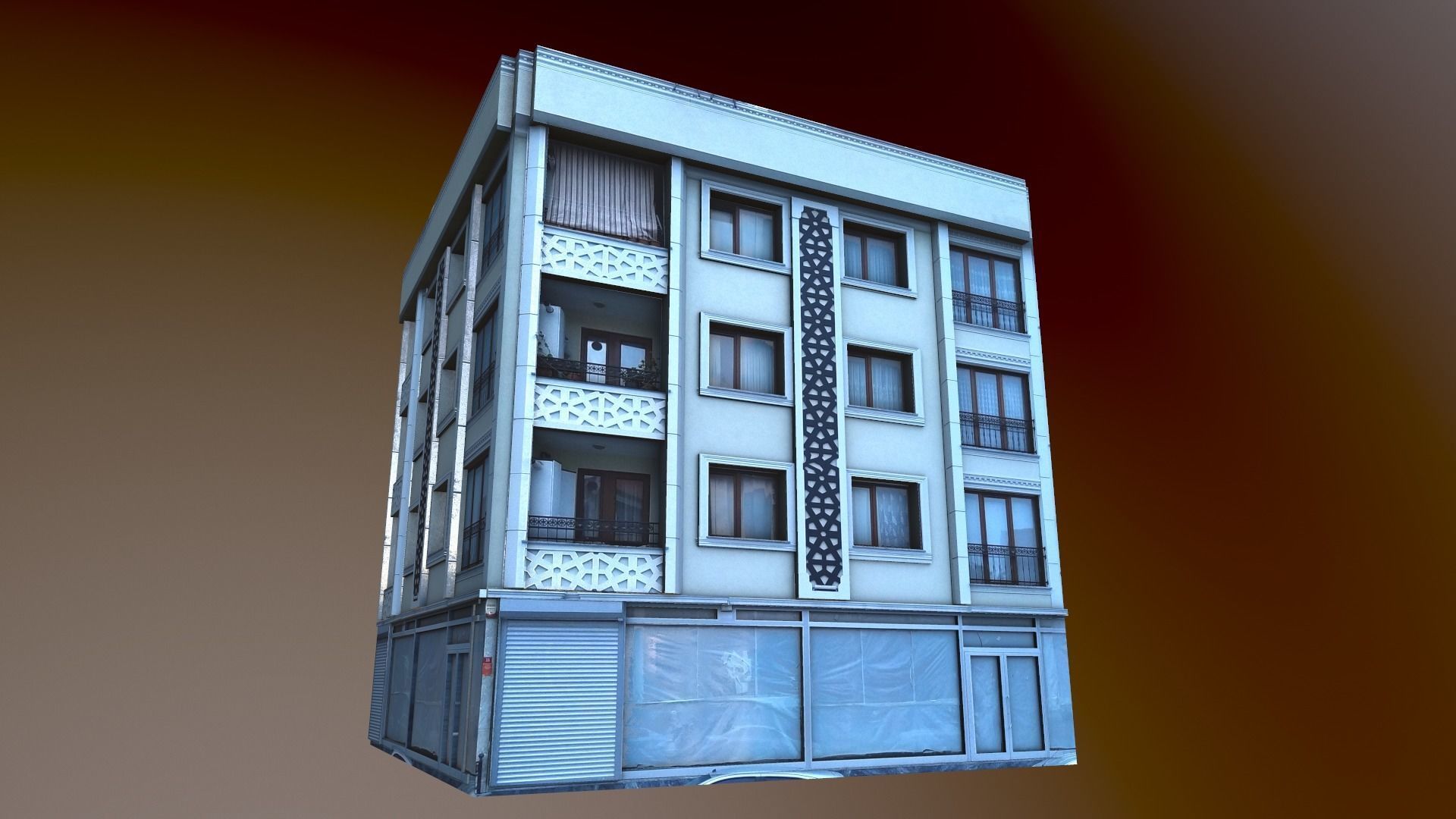 Architectural Building-7 Low-poly 3D model_11