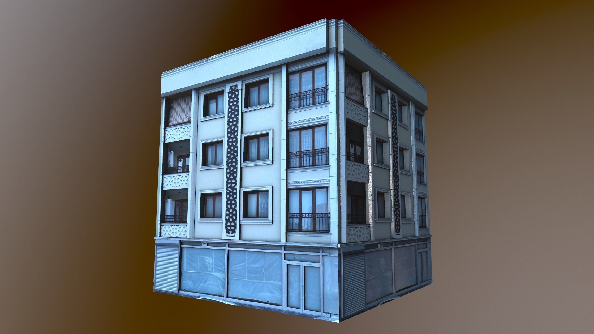 Architectural Building-7 Low-poly 3D model_4