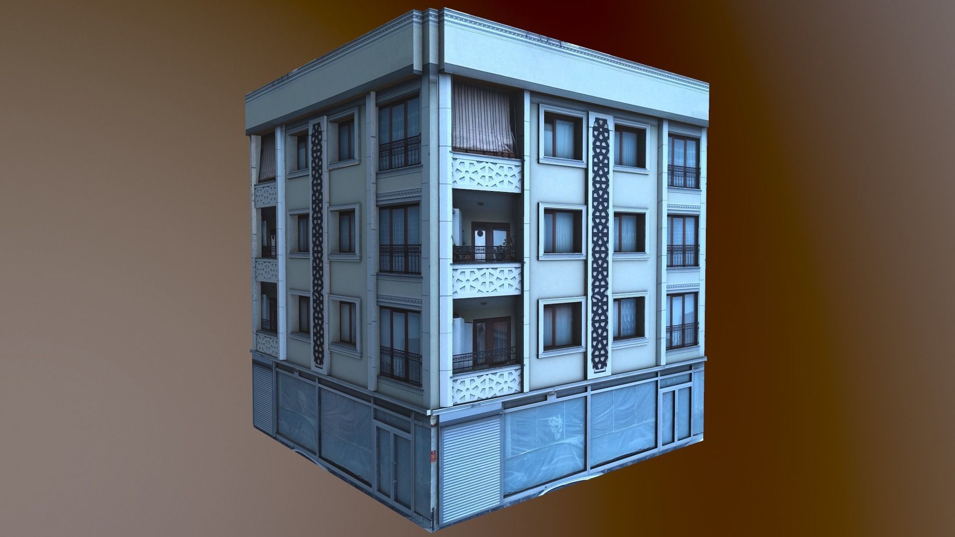 Architectural Building-7 Low-poly 3D model_17