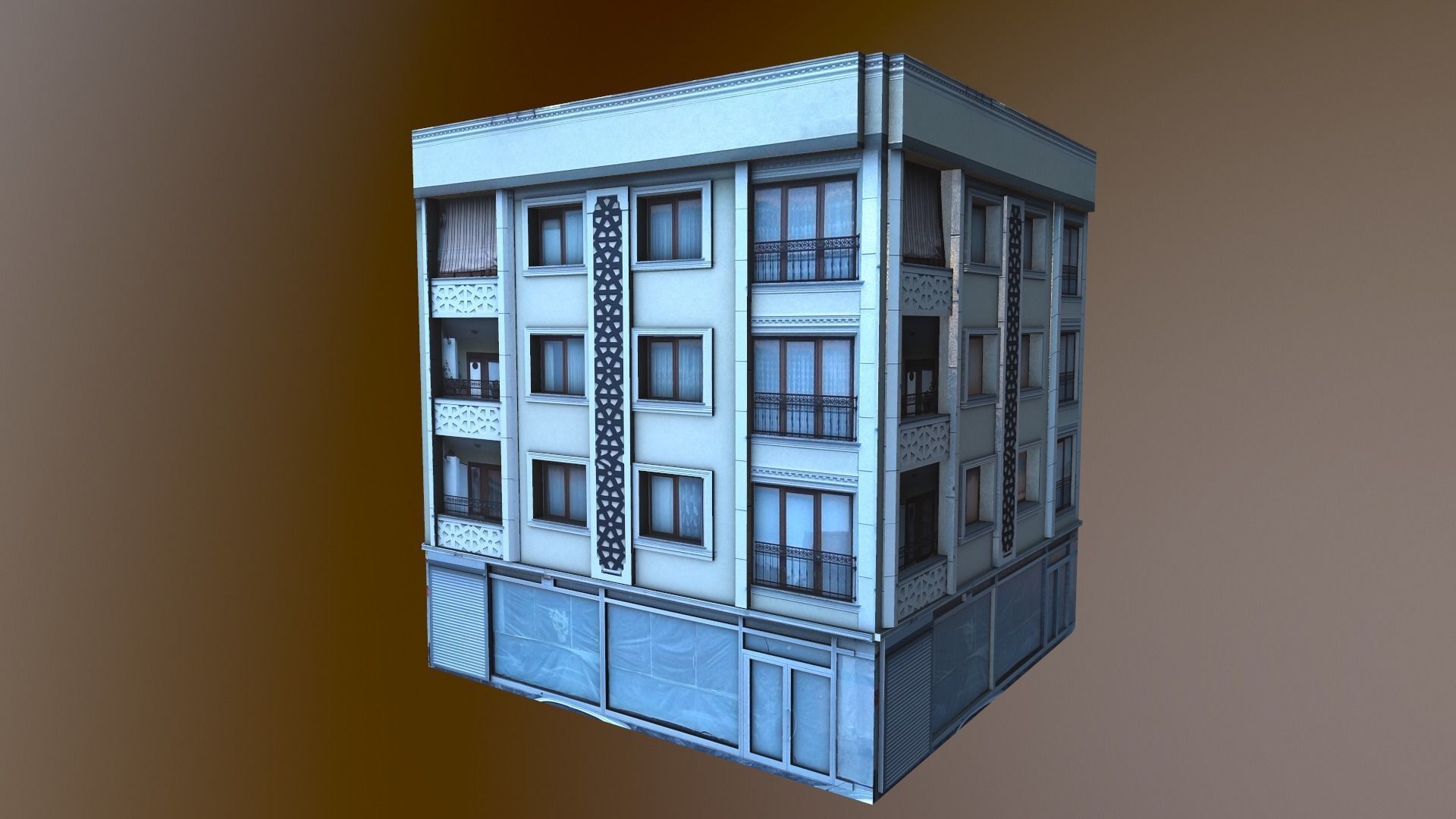 Architectural Building-7 Low-poly 3D model_15