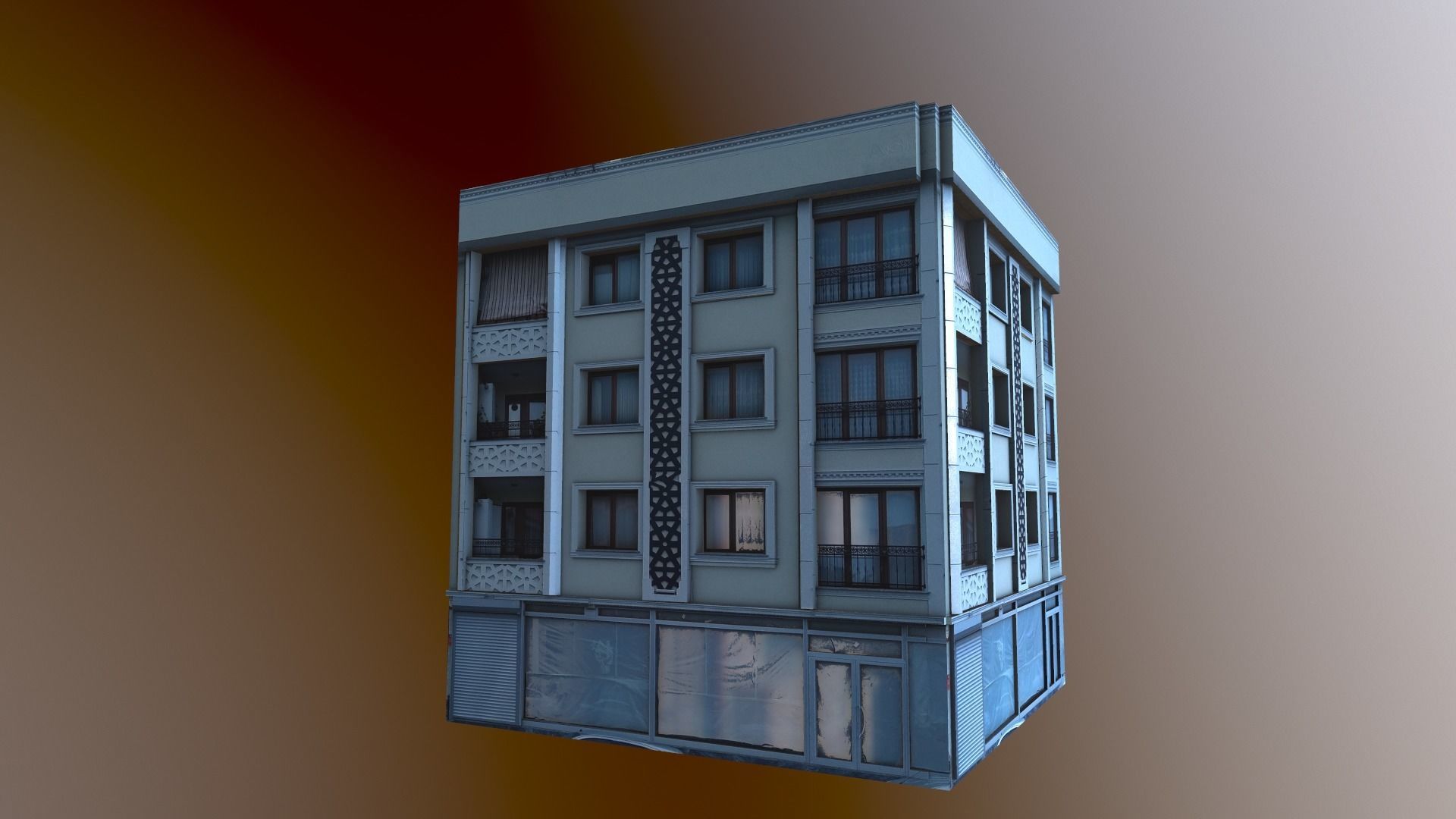 Architectural Building-7 Low-poly 3D model_3