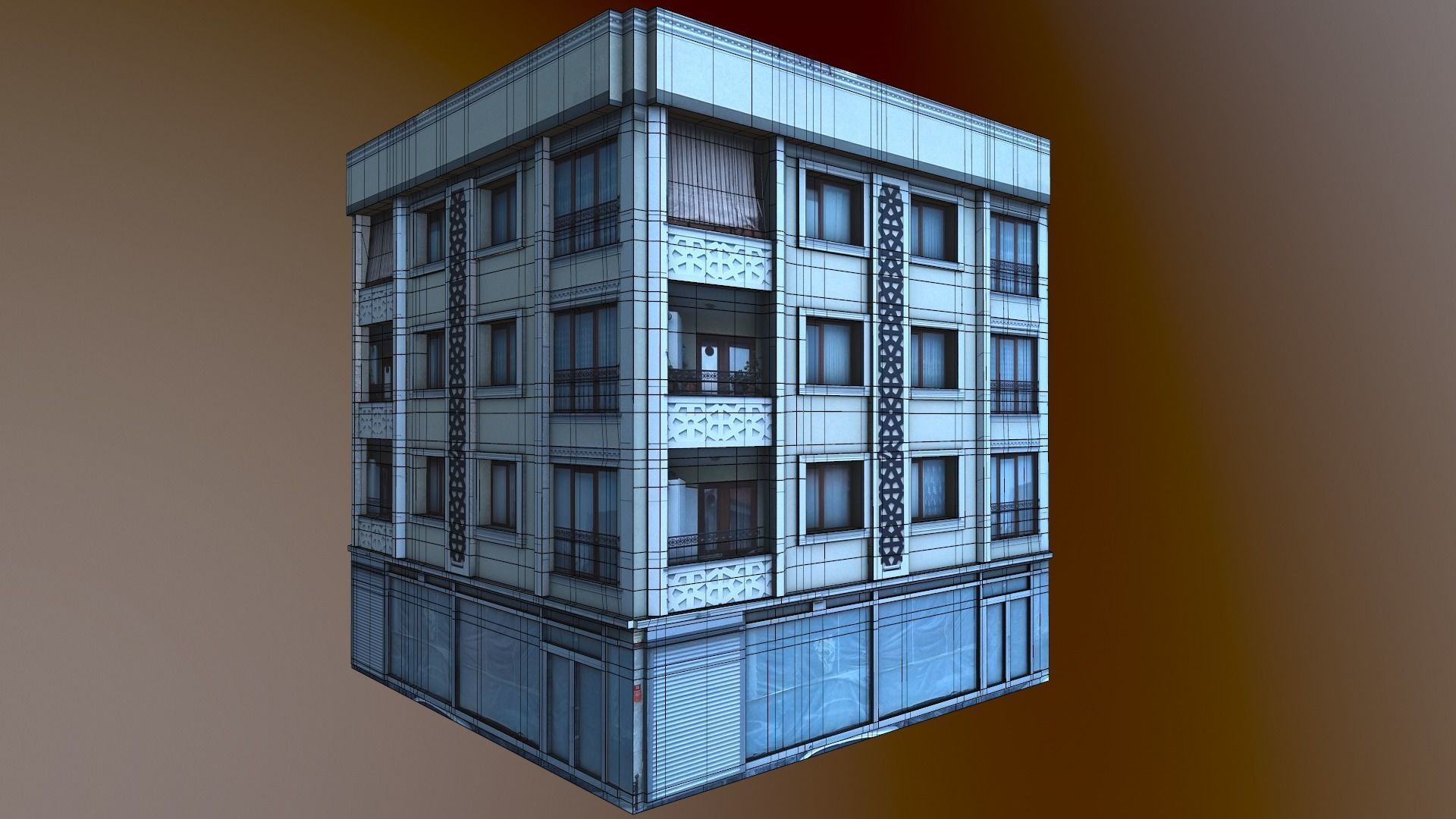 Architectural Building-7 Low-poly 3D model_2