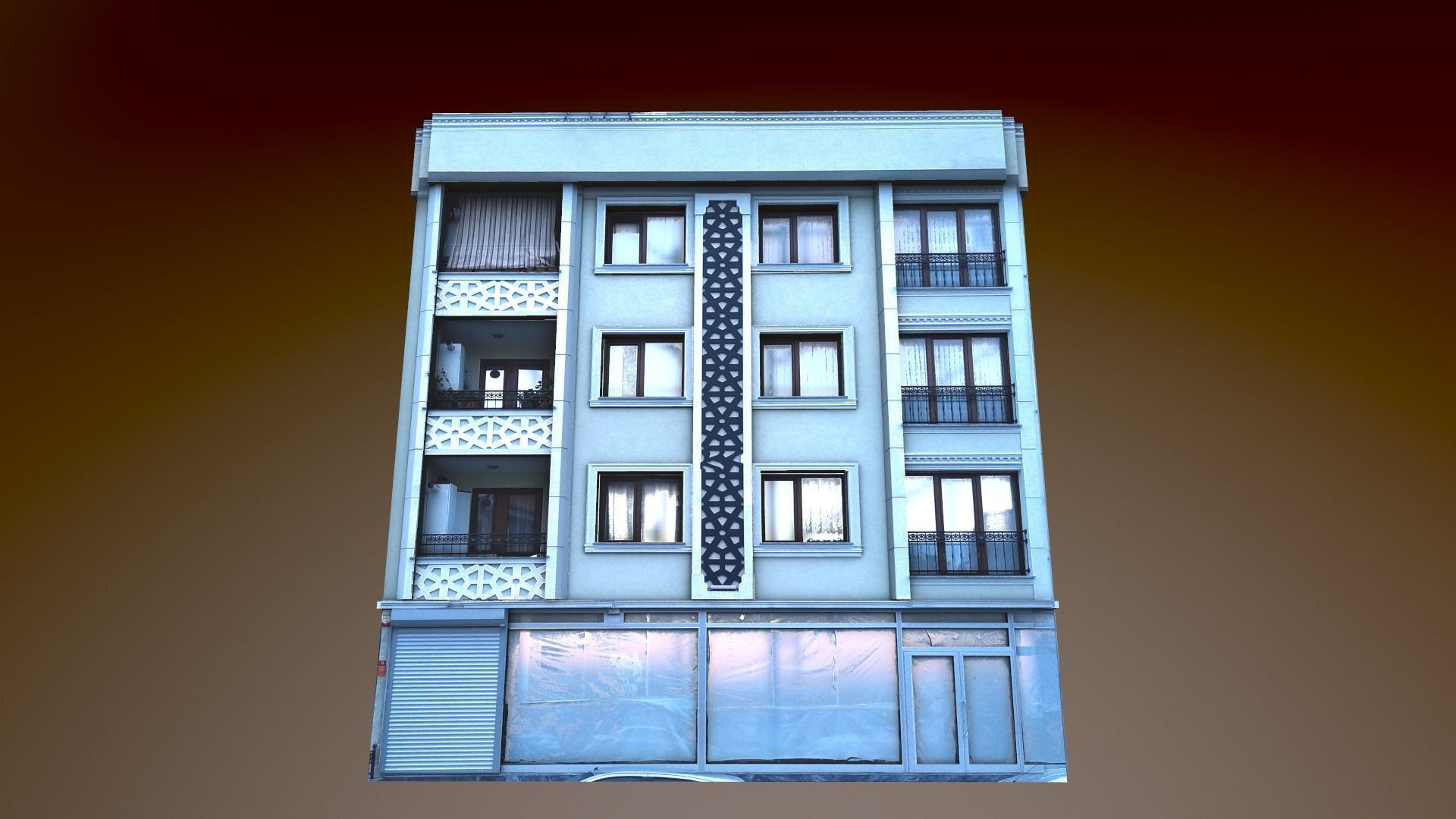 Architectural Building-7 Low-poly 3D model_1