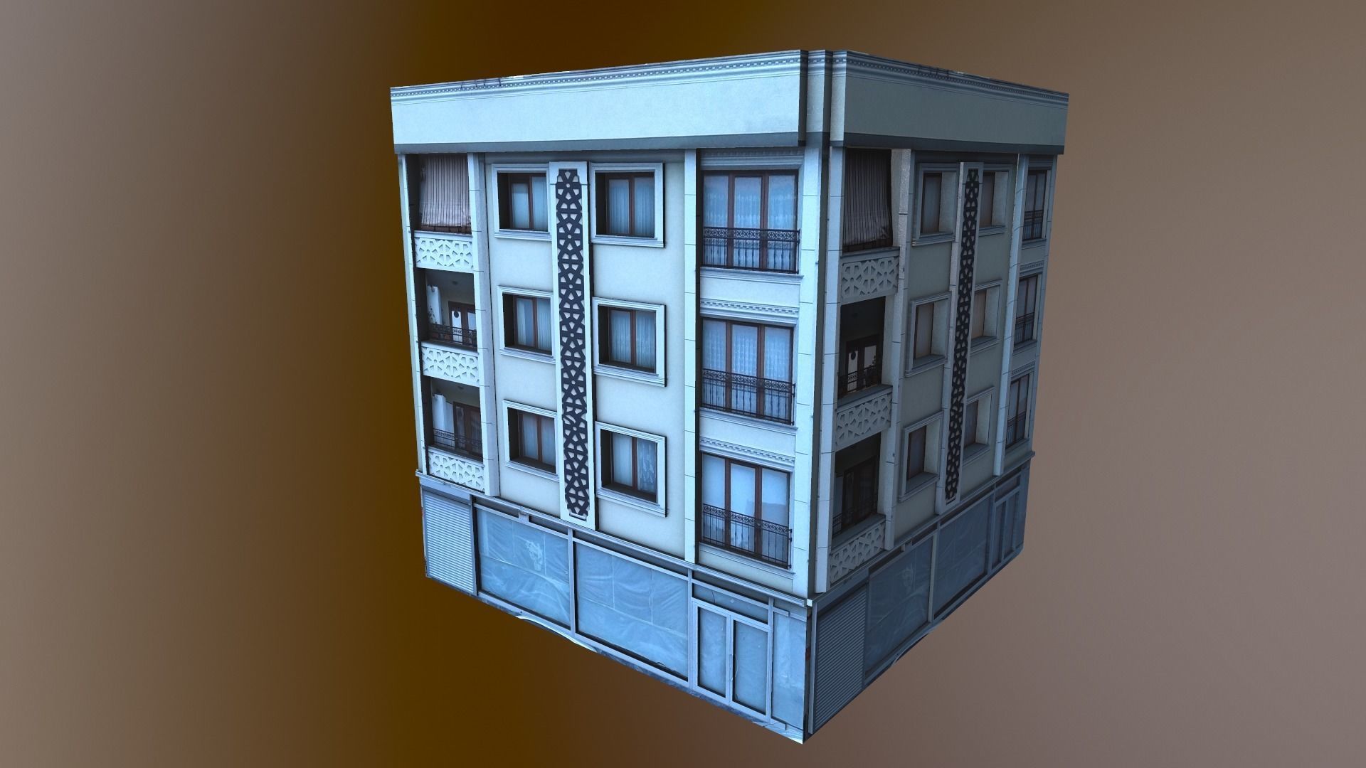 Architectural Building-7 Low-poly 3D model_16