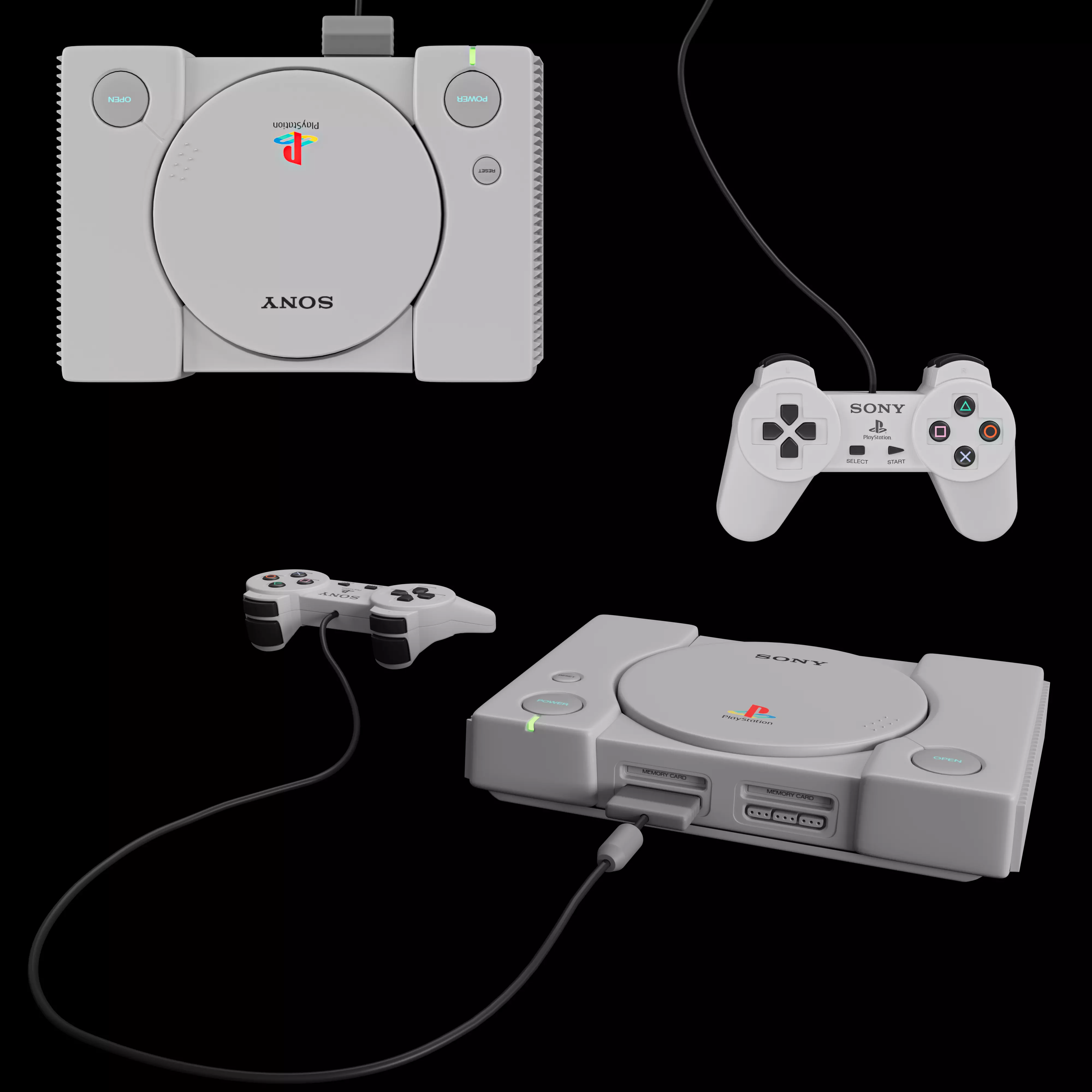 SONY Playstation 1 Console  3D model_0