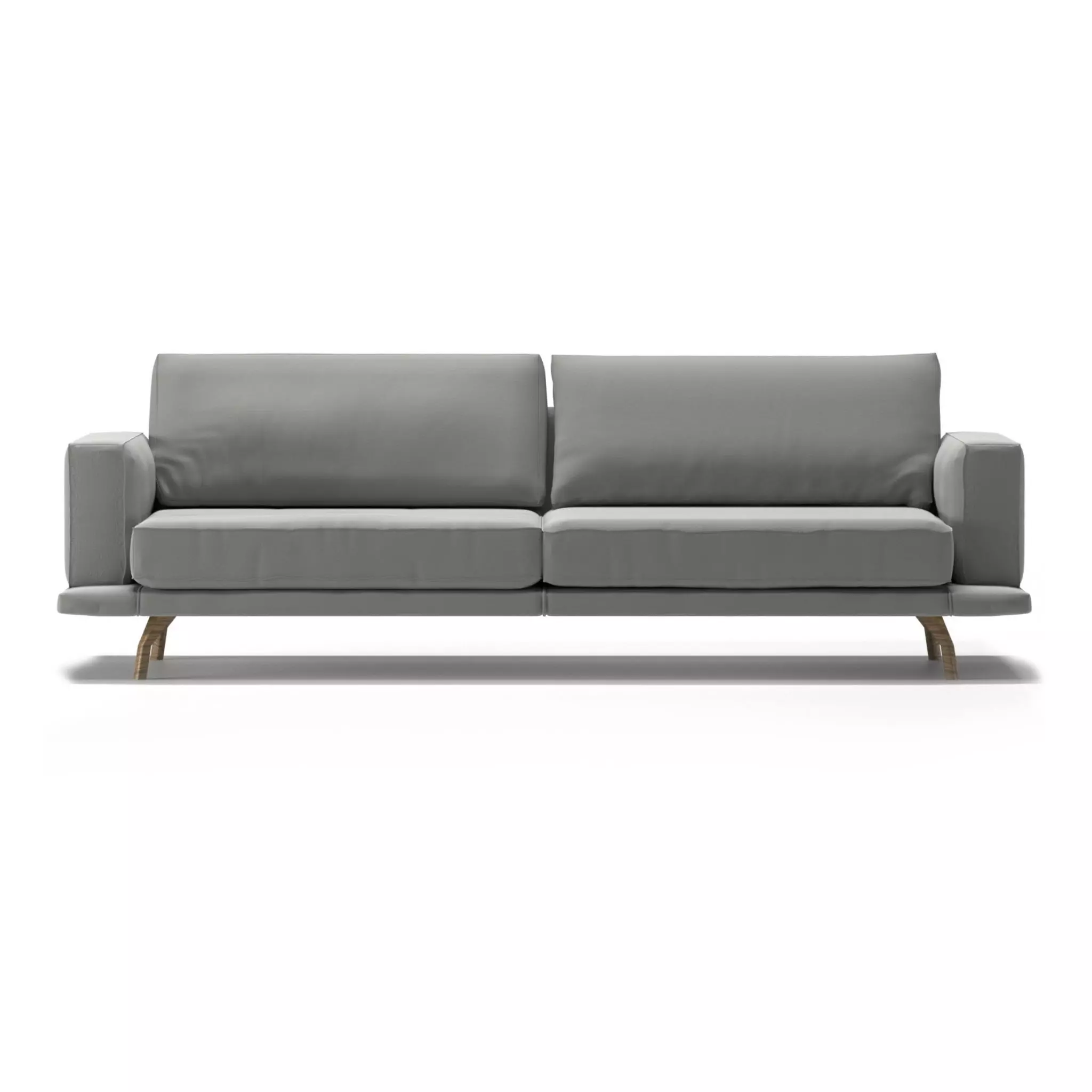 Couch seater sofa leather with wooden legs 3D model_0