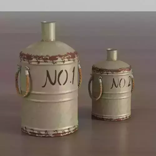 Set of old metal containers