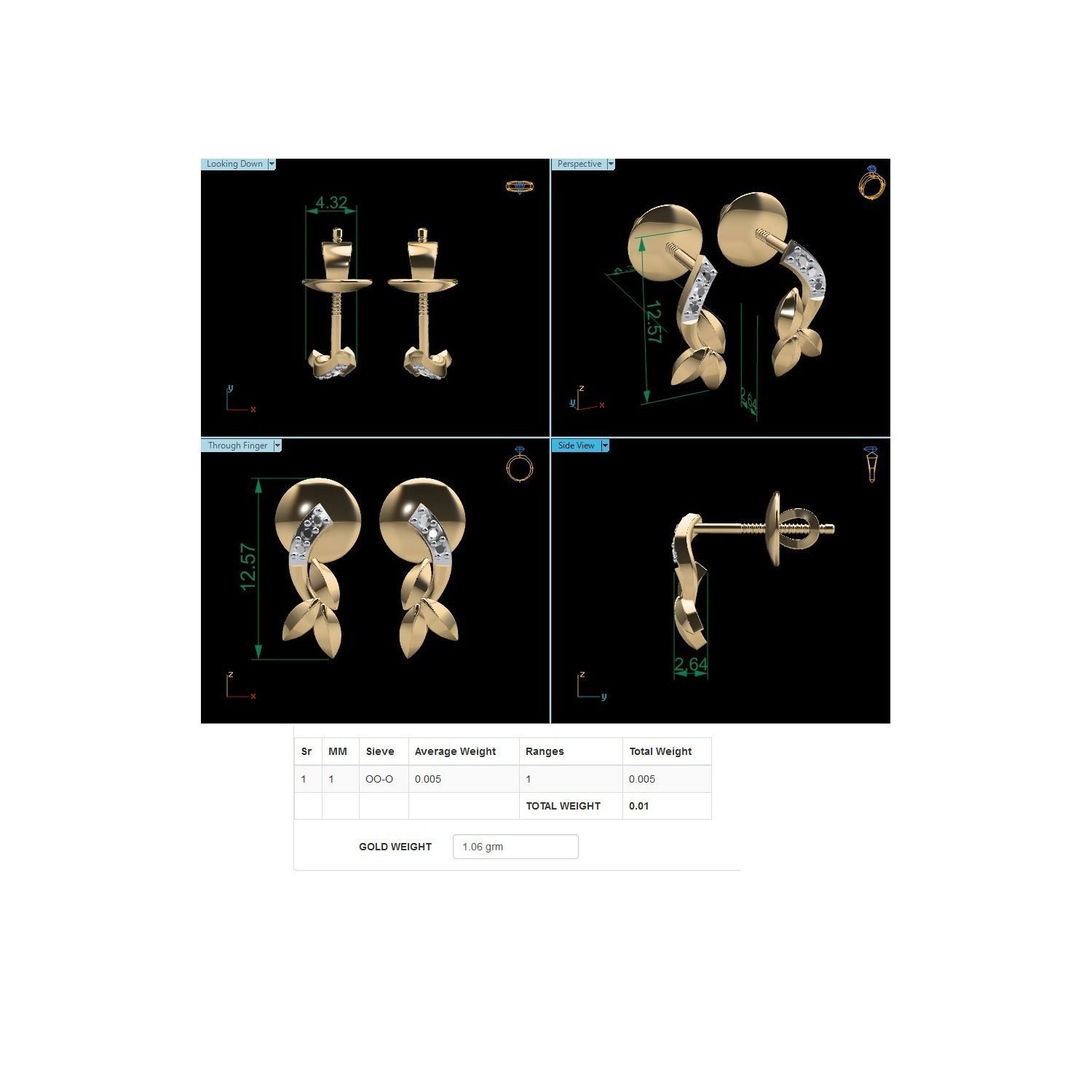 Women earrings 3dm render detail 3D print model 3D print model_5