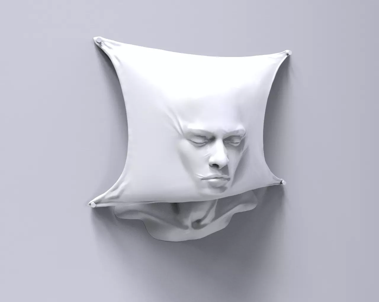 Head behind the drape sculpture 3D print model_0