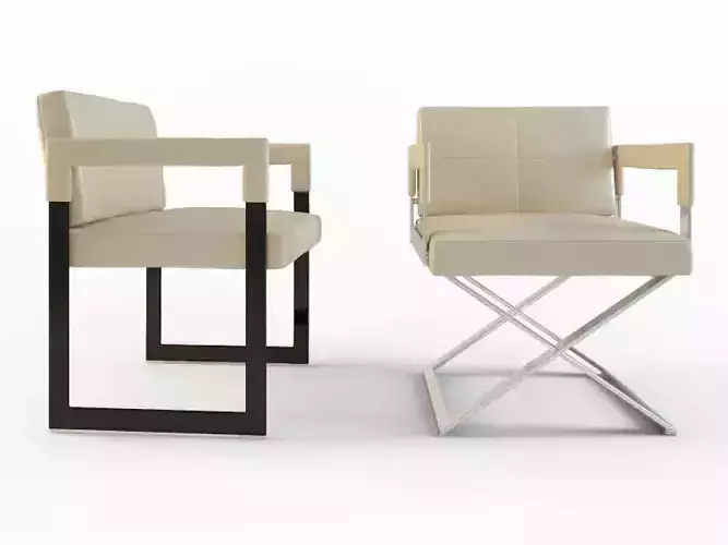 Aster X pair of chairs leather and metal