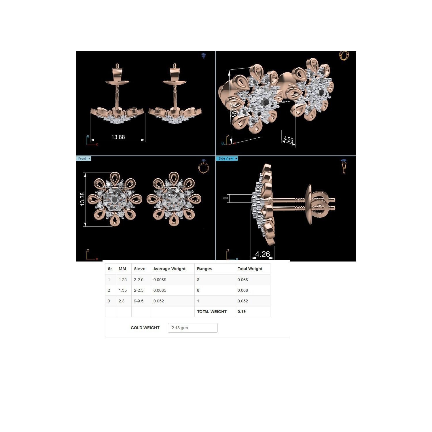 Women earrings 3dm render detail 3D print model 3D print model_11