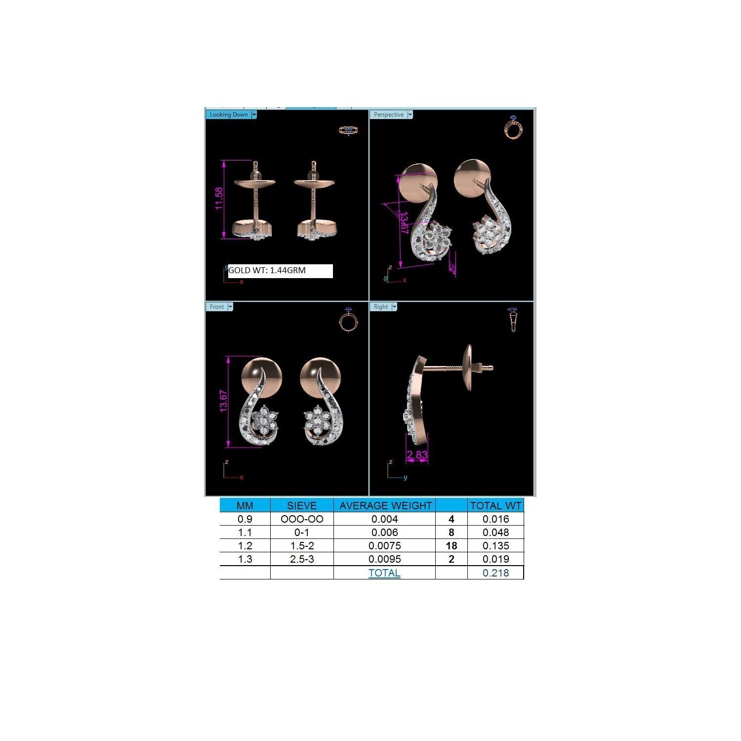 Women earrings 3dm render detail 3D print model 3D print model_4