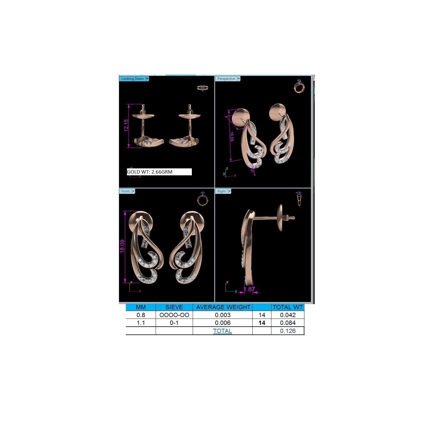 Women earrings 3dm render detail 3D print model 3D print model_2