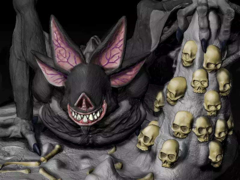 Camazotz coin with skull 3D print model_0