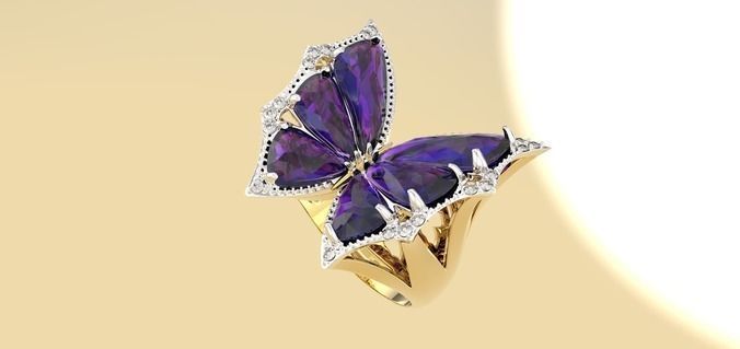 bangle amethyst butterfly ring Free 3D model_0