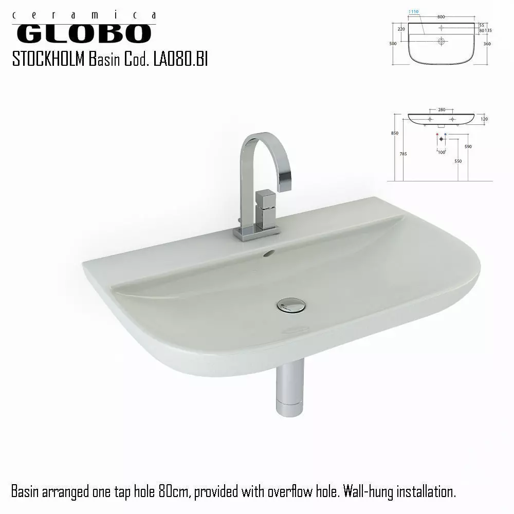 Globo Stockholm Basin Cod LA080 BI 3D model