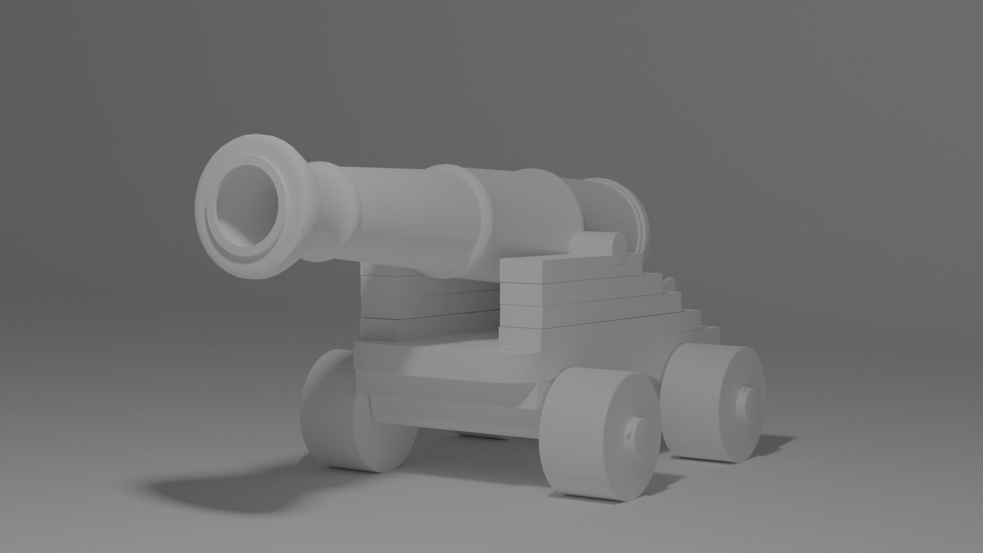 Cannon wooden Free 3D model_2