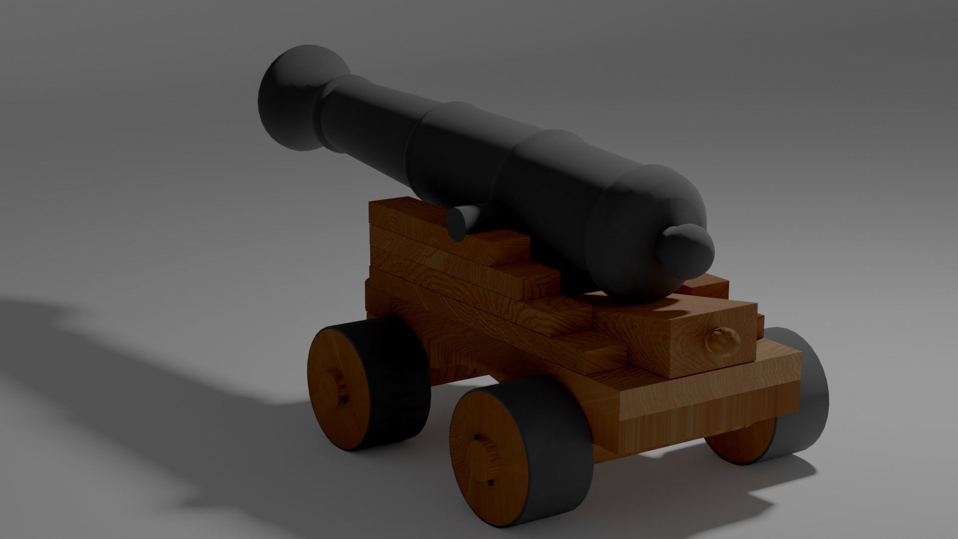 Cannon wooden Free 3D model_1
