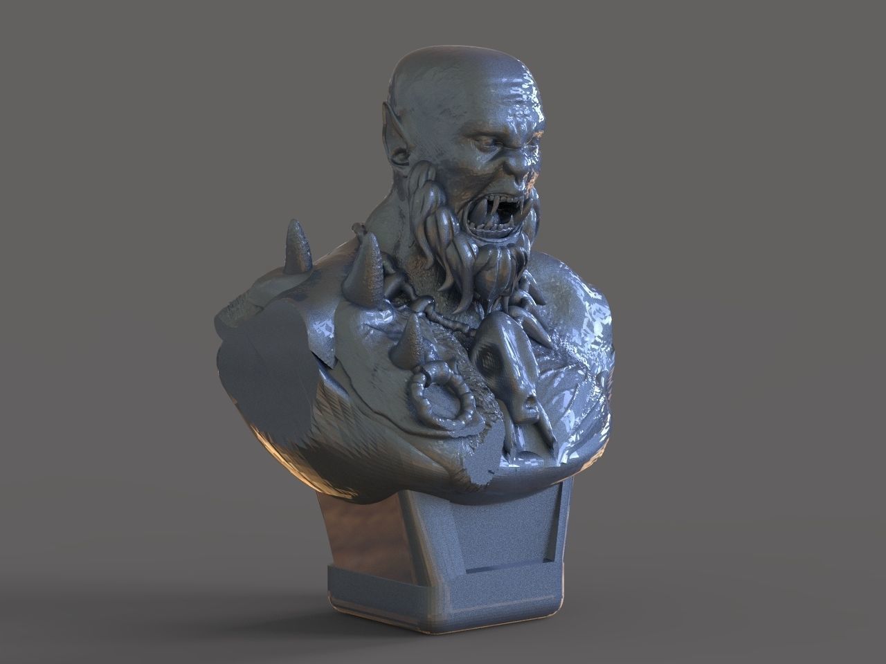 Warcrafts Orc Bust 3D print model_2