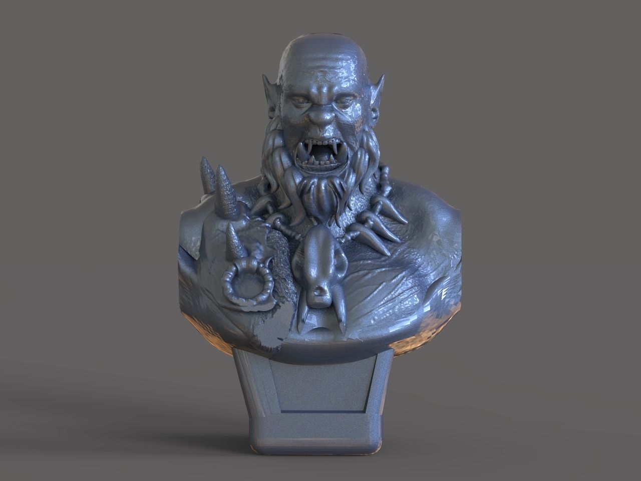 Warcrafts Orc Bust 3D print model_4