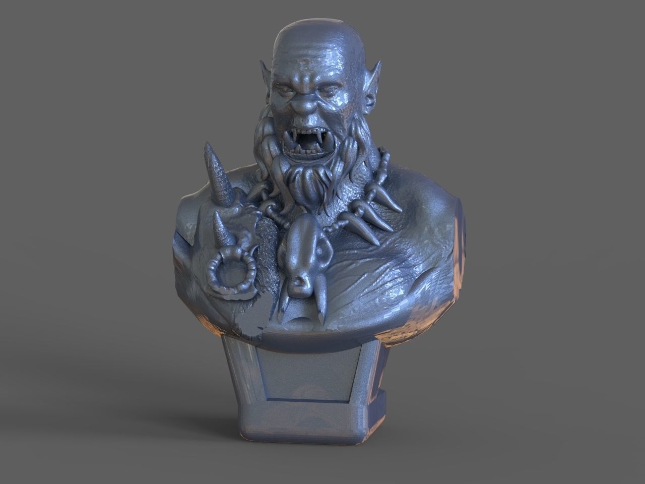 Warcrafts Orc Bust 3D print model_1