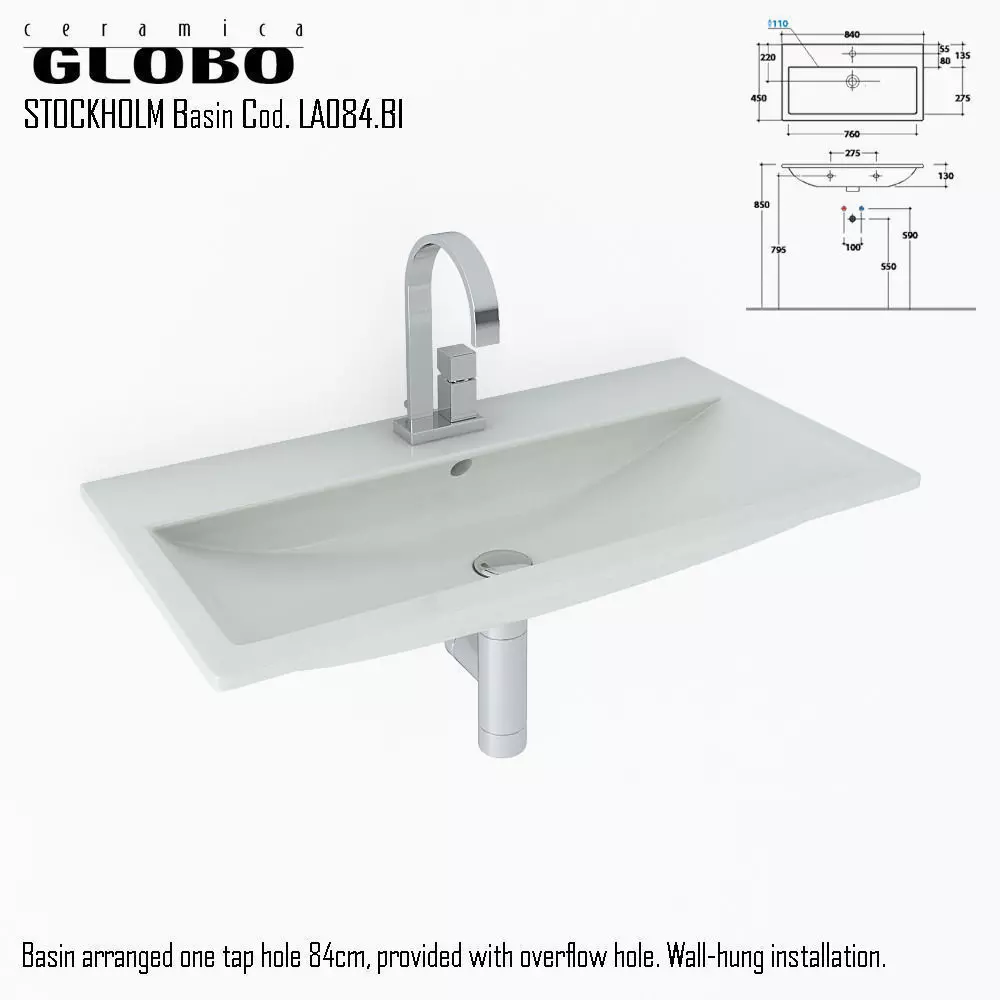 Globo Stockholm Basin Cod LA084 BI 3D model