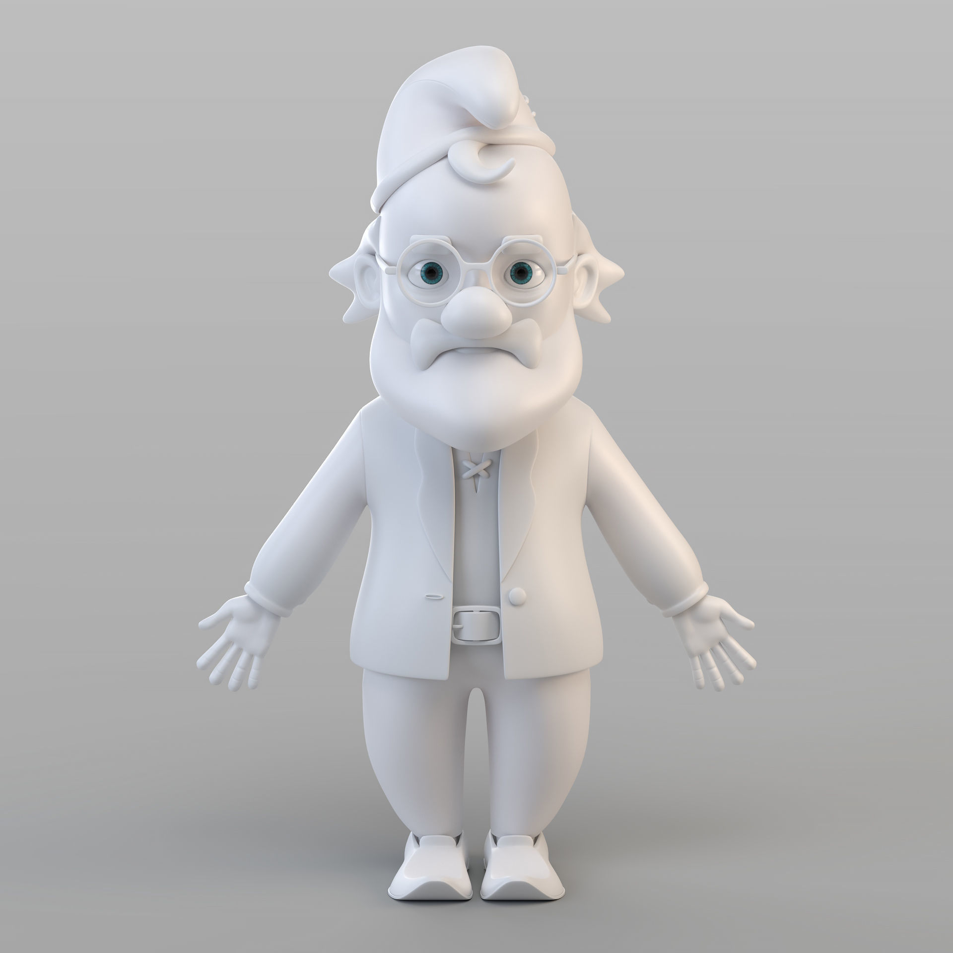 Cartoon Old Gnome 3D model_1