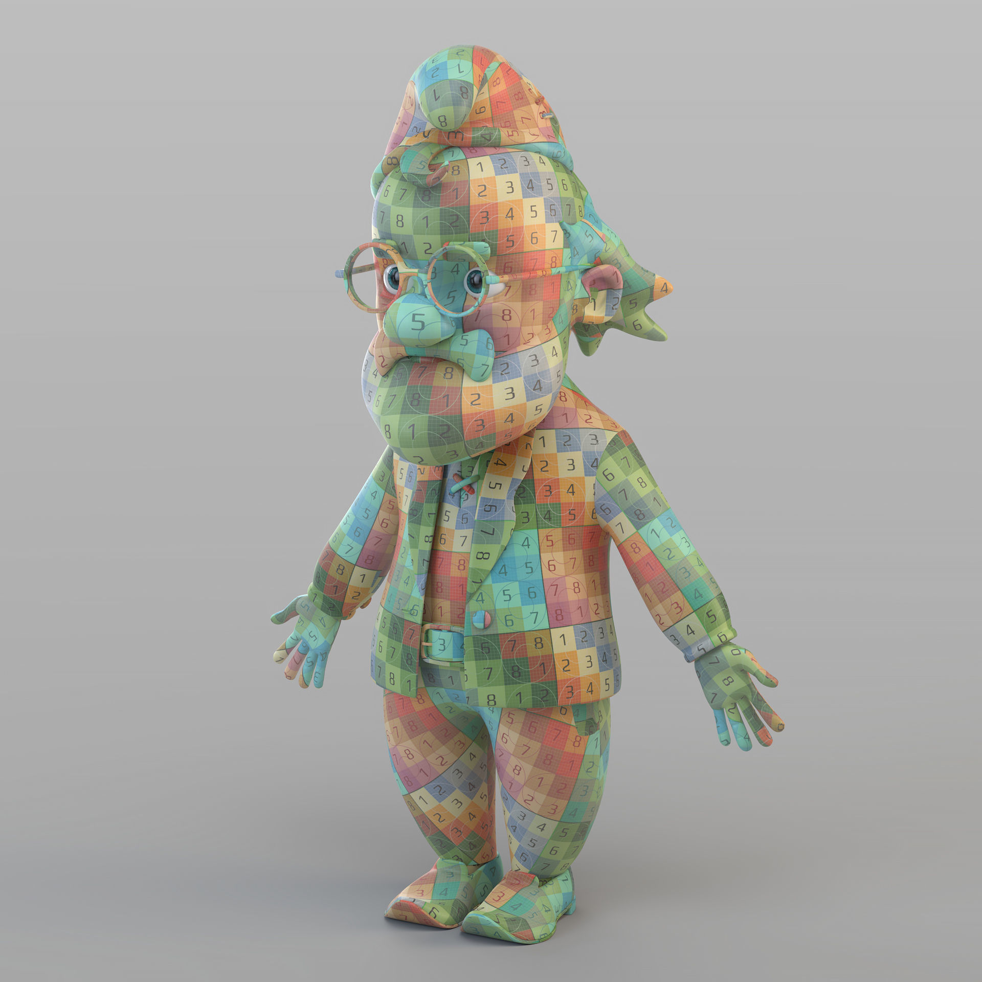 Cartoon Old Gnome 3D model_8