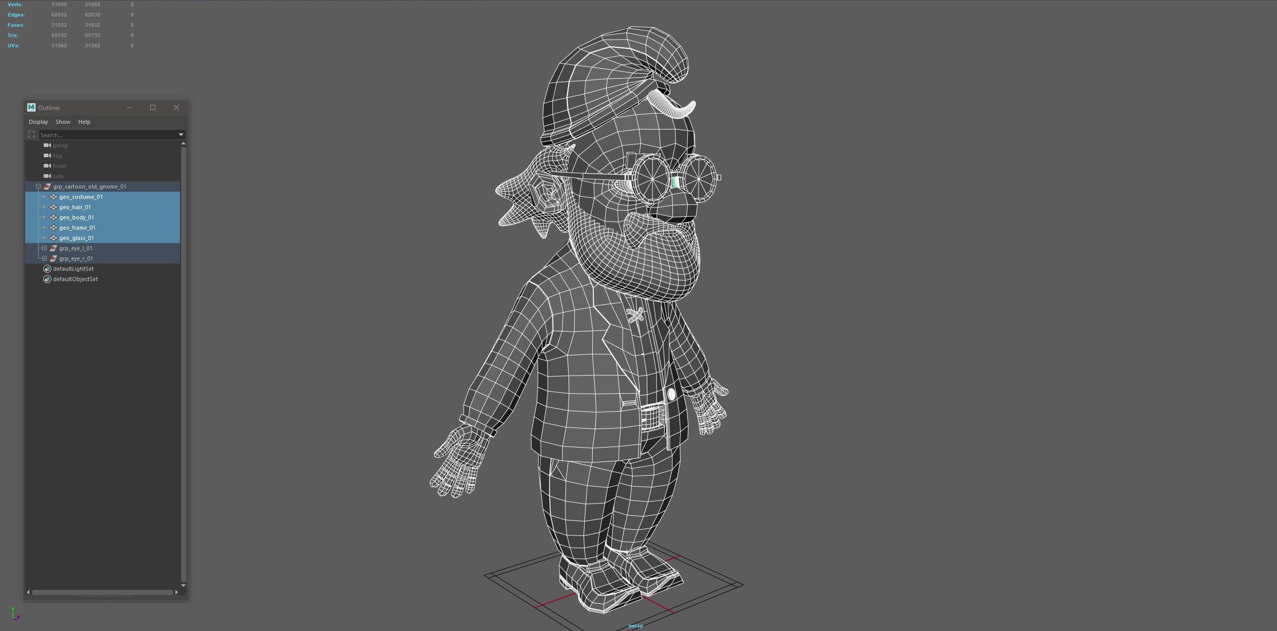 Cartoon Old Gnome 3D model_10