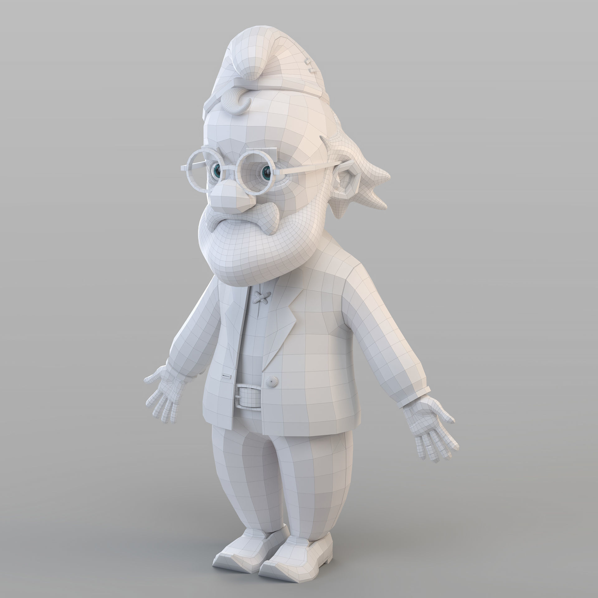 Cartoon Old Gnome 3D model_4