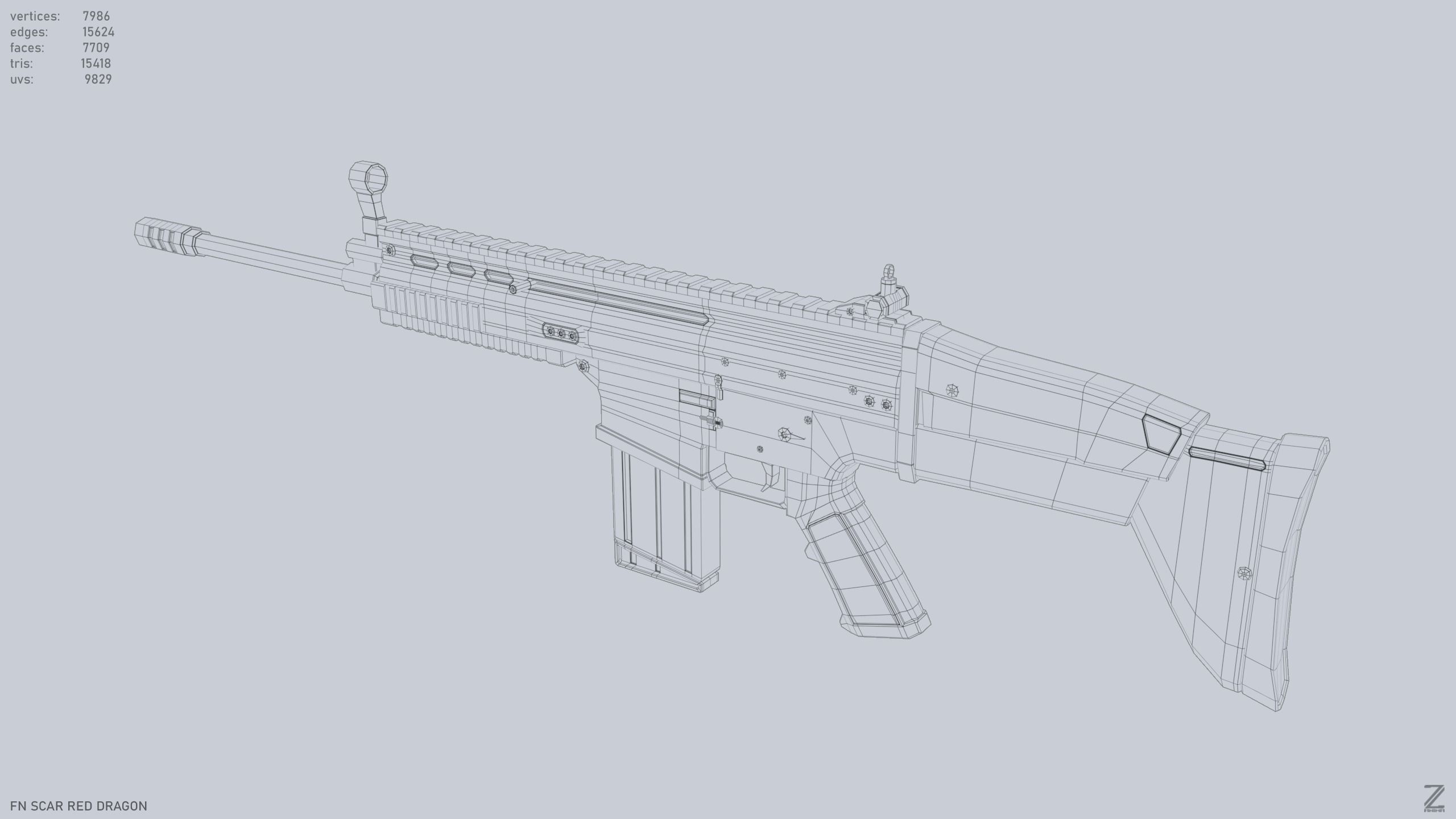 FN SCAR Red Dragon Low-poly 3D model_8