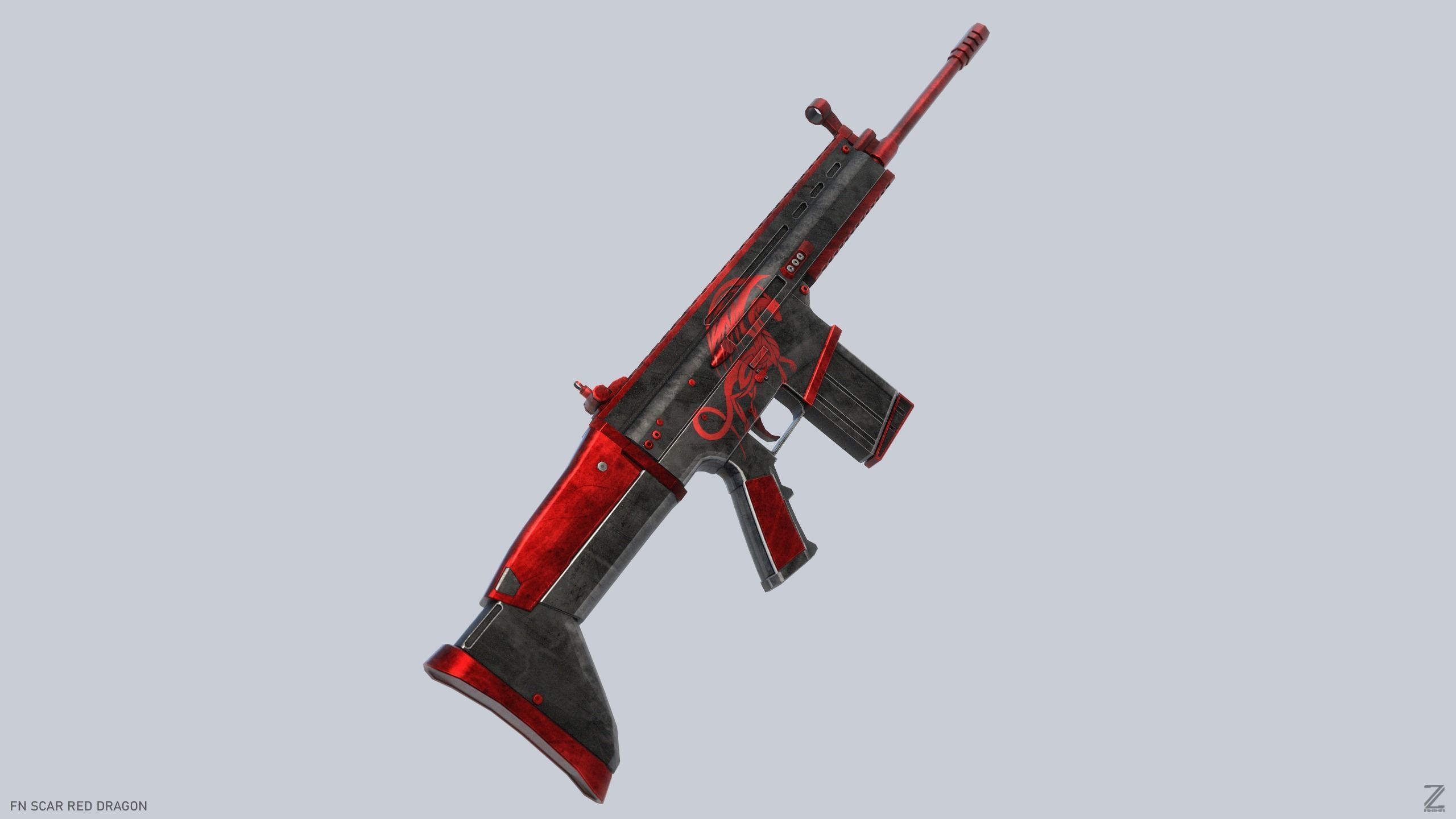 FN SCAR Red Dragon Low-poly 3D model_6