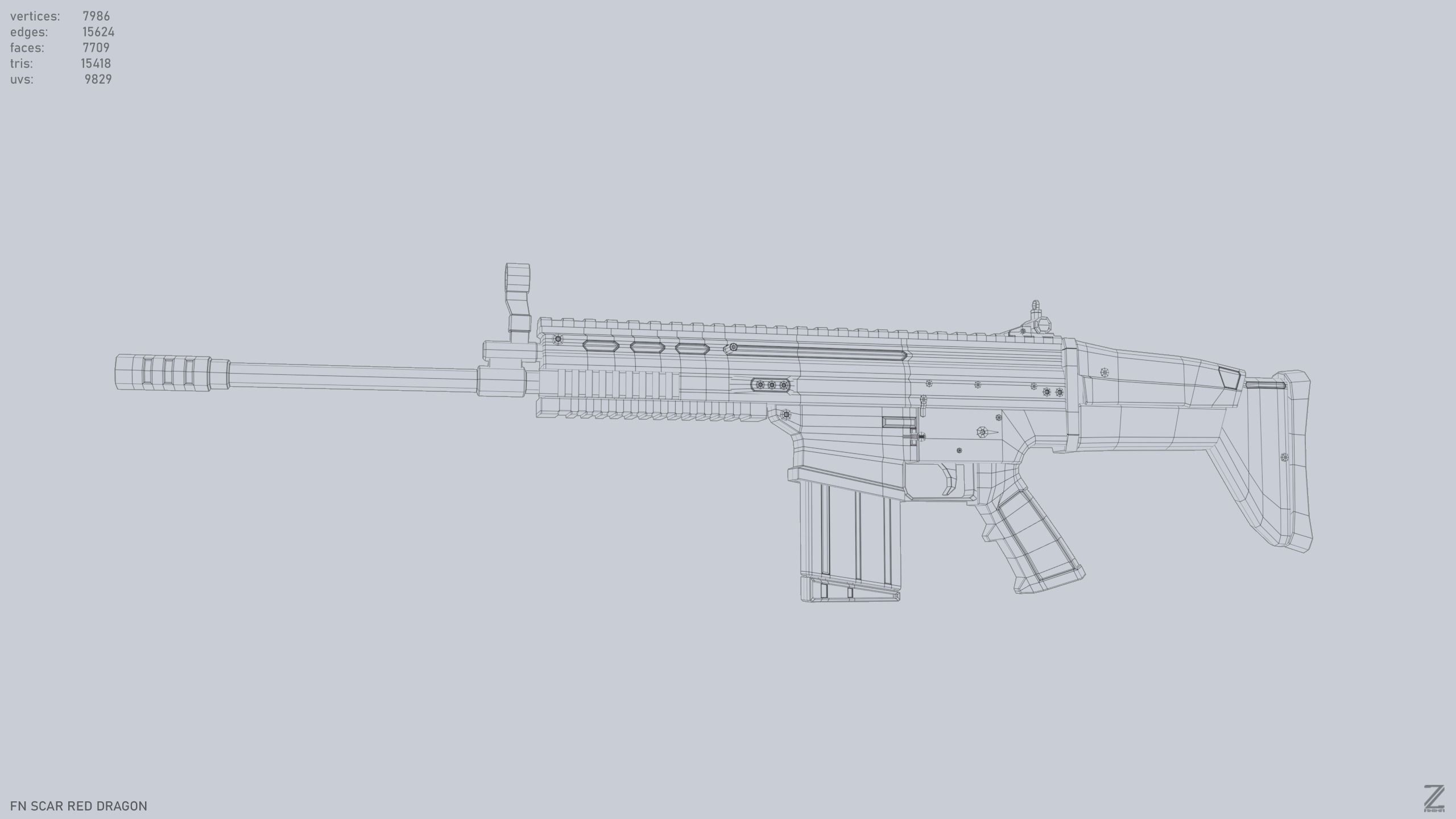 FN SCAR Red Dragon Low-poly 3D model_9