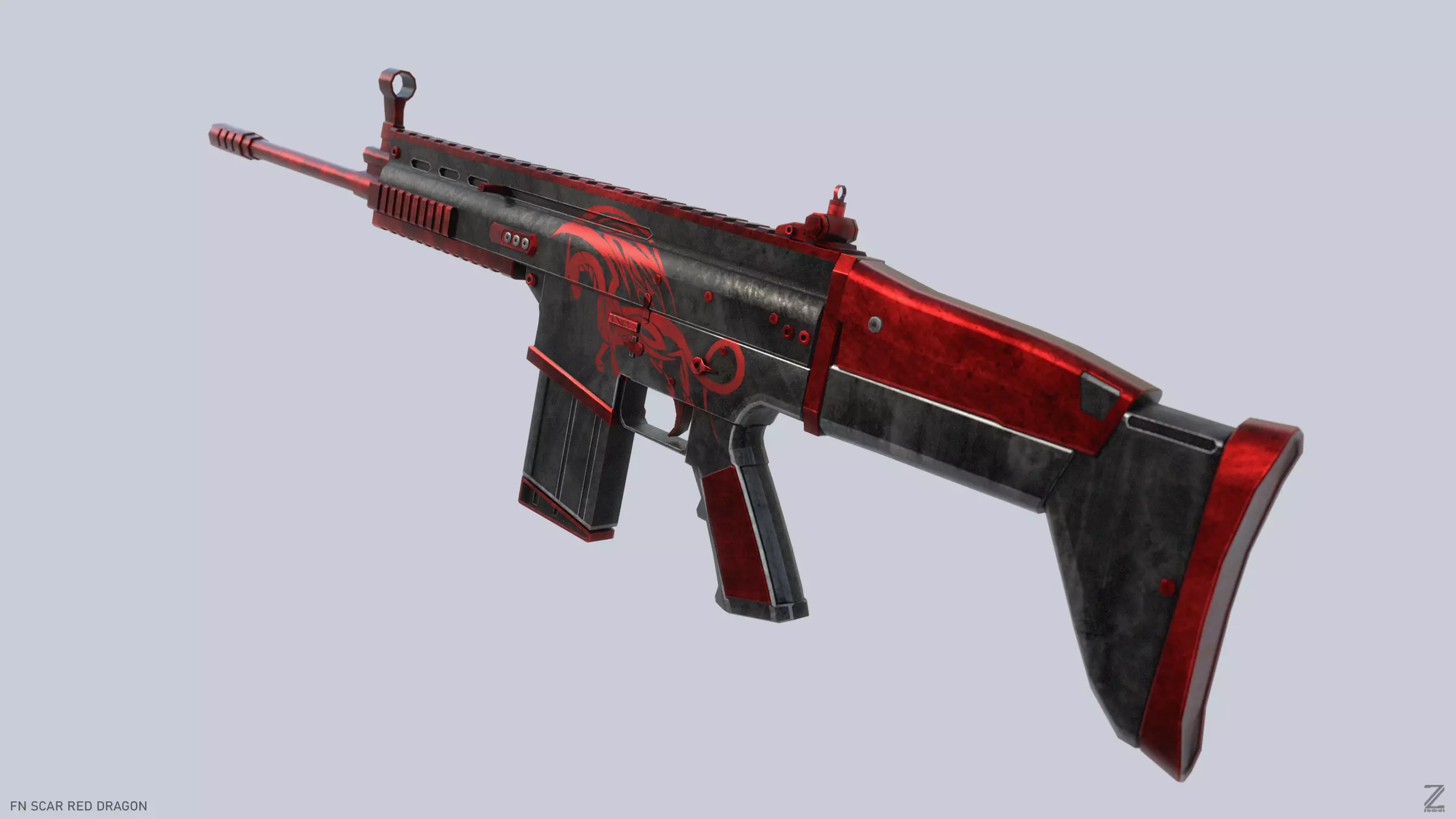 FN SCAR Red Dragon Low-poly 3D model_0