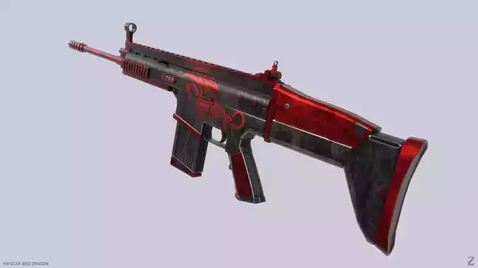 FN SCAR Red Dragon Low-poly 3D model