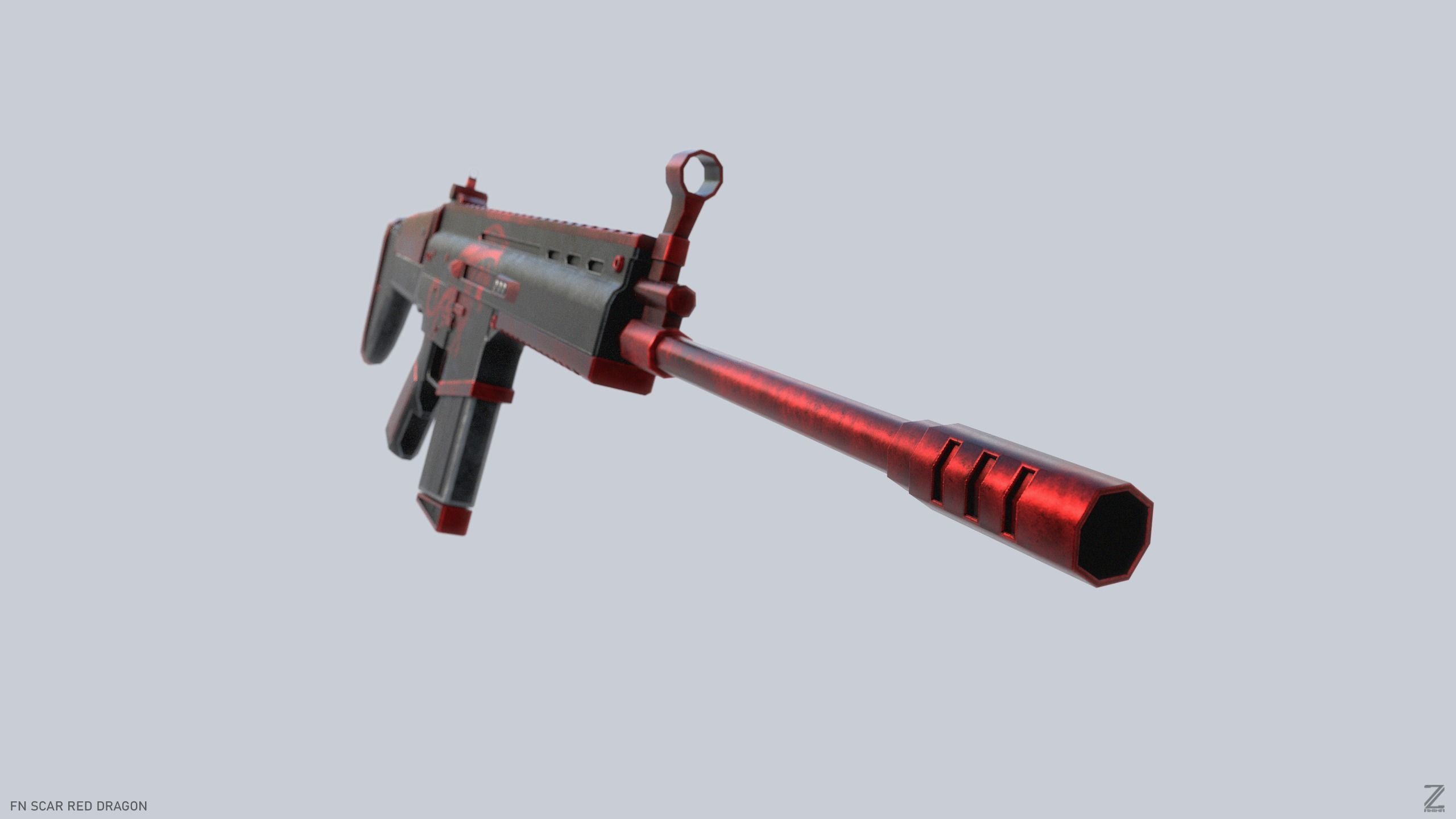 FN SCAR Red Dragon Low-poly 3D model_7