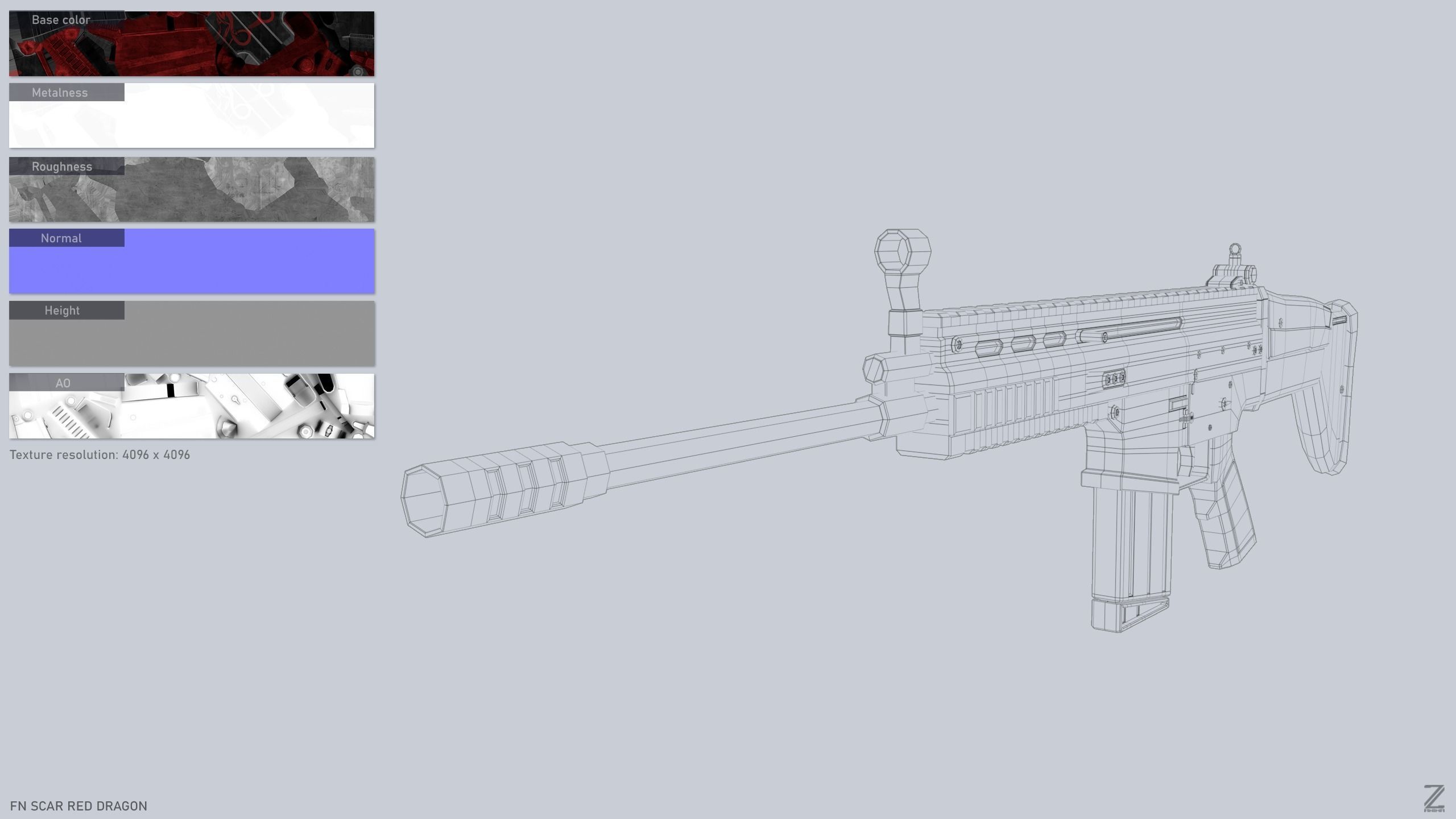 FN SCAR Red Dragon Low-poly 3D model_2