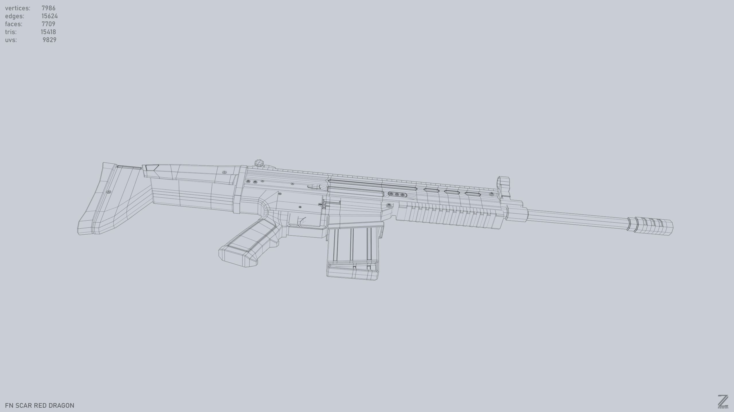 FN SCAR Red Dragon Low-poly 3D model_14